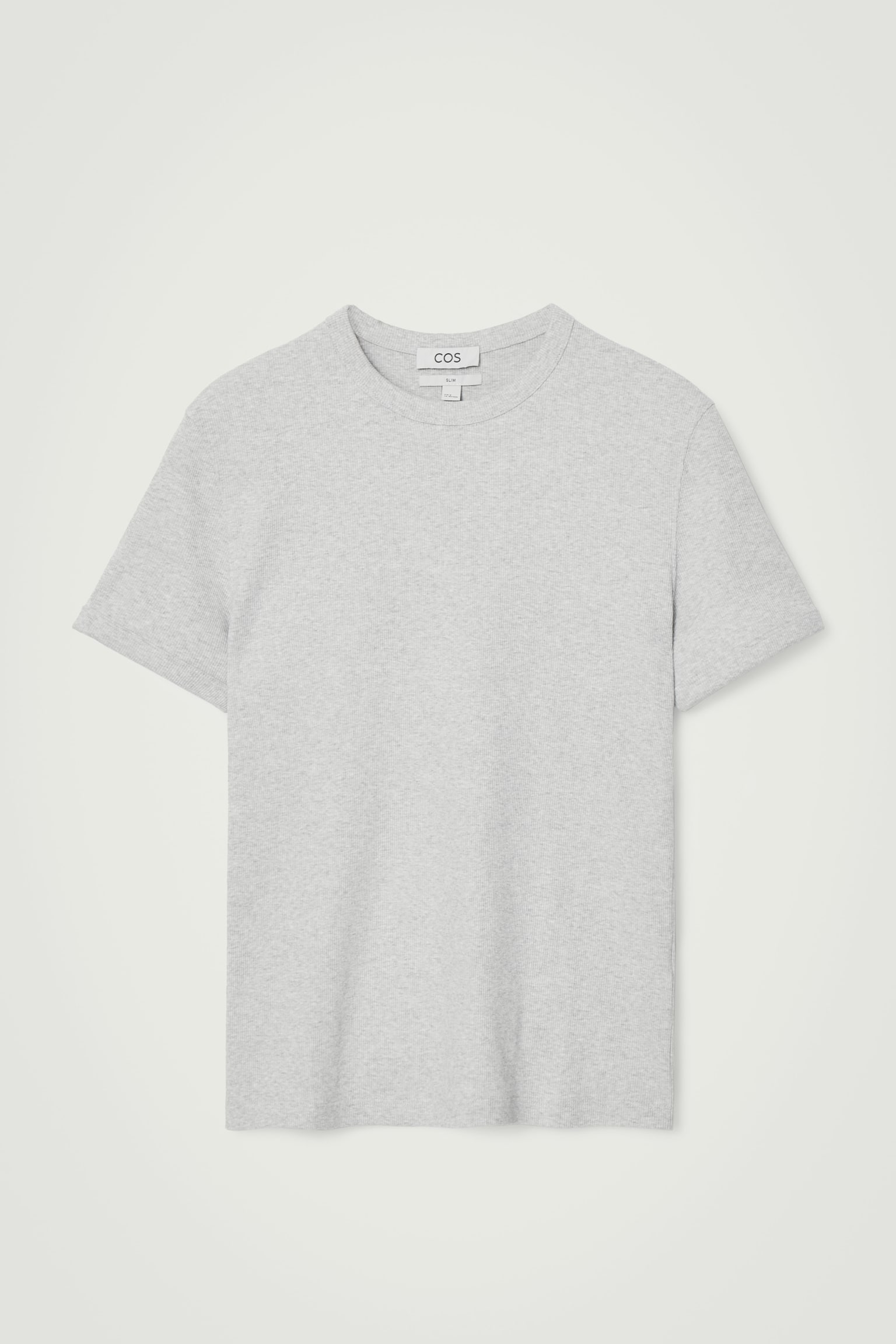 SLIM RIBBED COTTON T-SHIRT - LIGHT GREY/BLACK/WHITE - 2