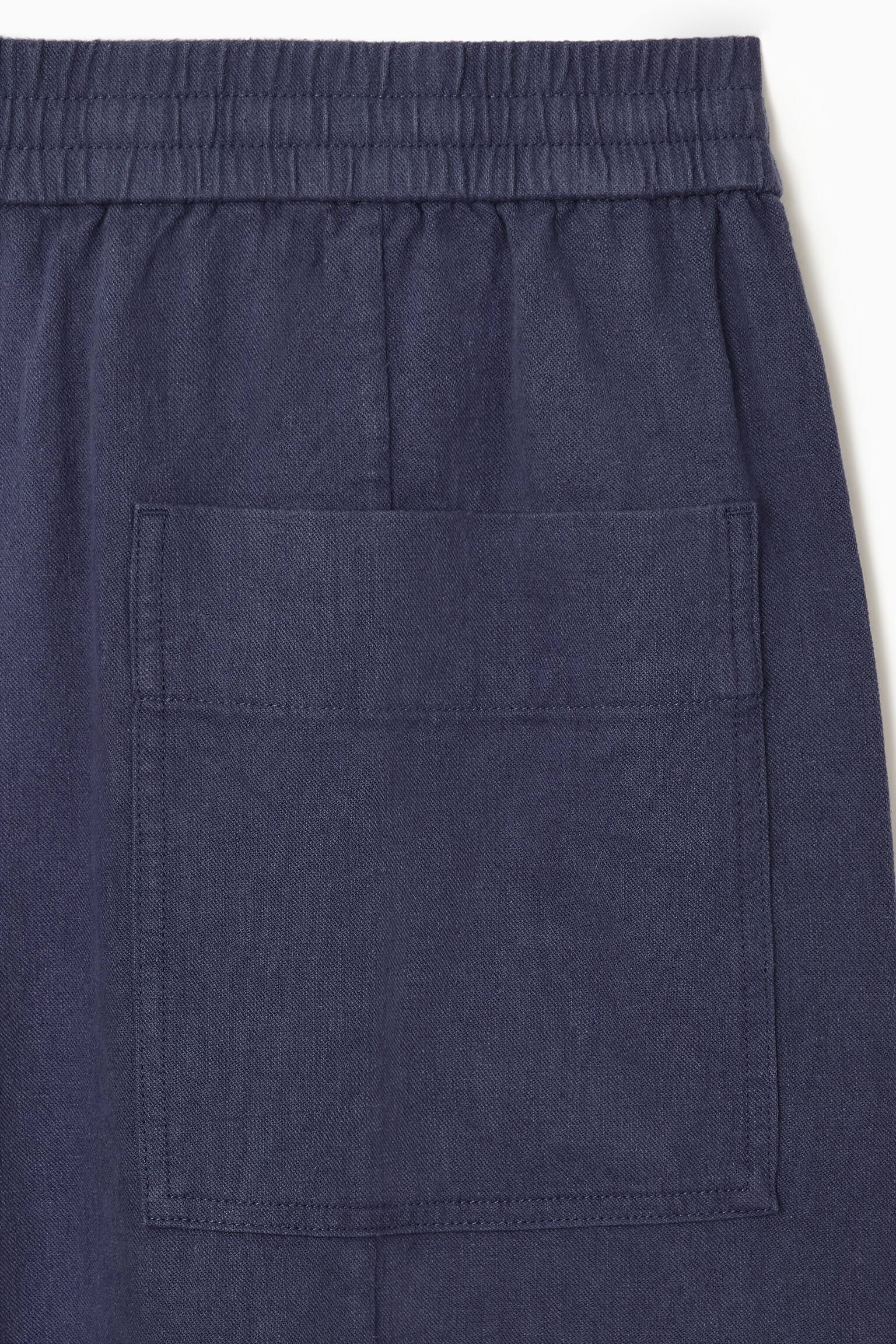 PLEATED WIDE-LEG CHAMBRAY TROUSERS - NAVY/BLACK - 5