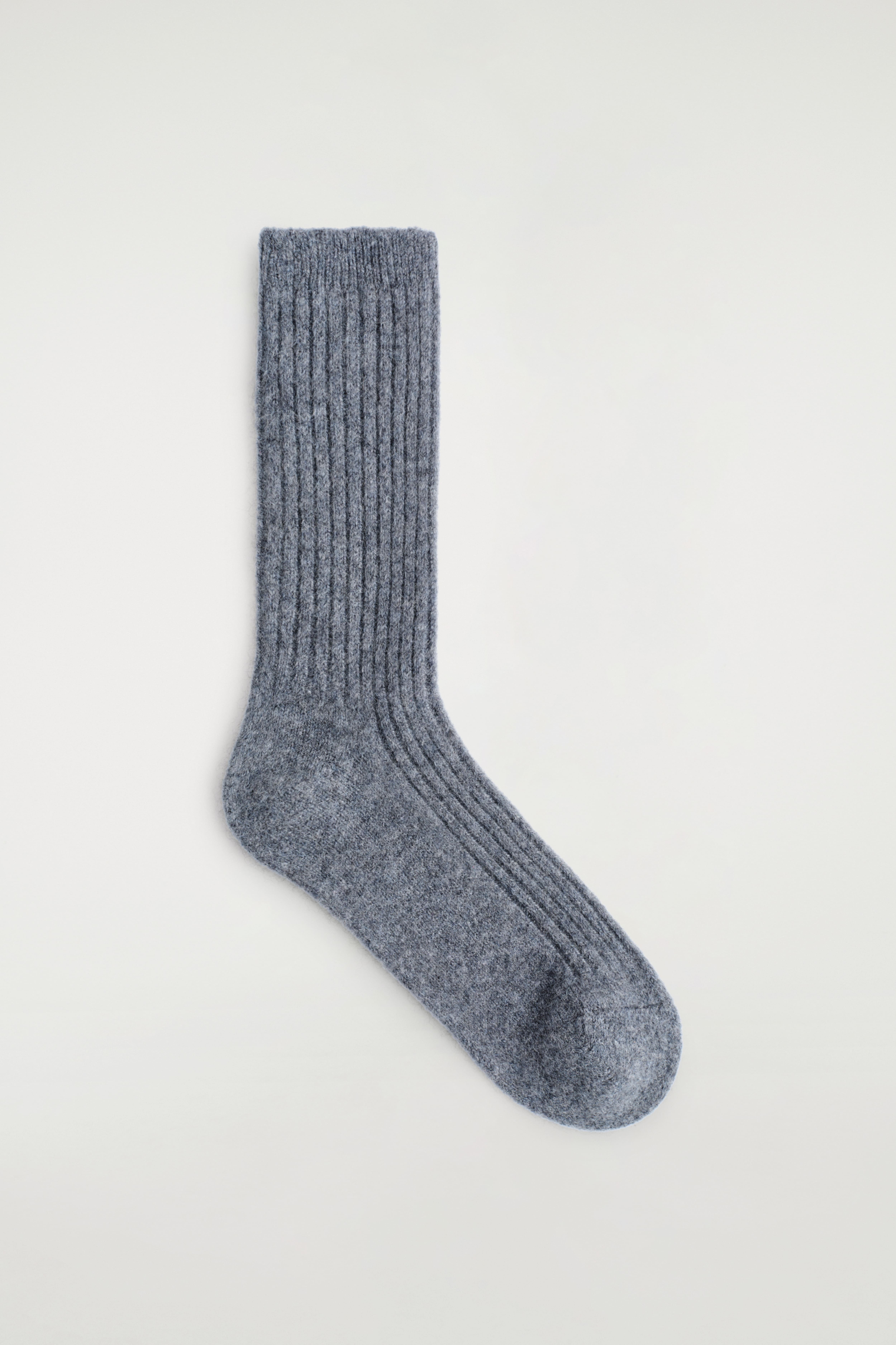 RIBBED CASHMERE SOCKS - DONKERGRIJS/Botergeel