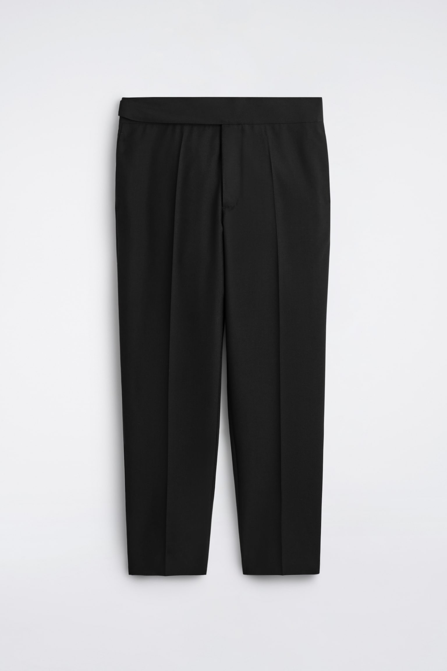 PANTALONI AFFUSOLATI IN LANA CON VITA A FASCIA - NERO - 2