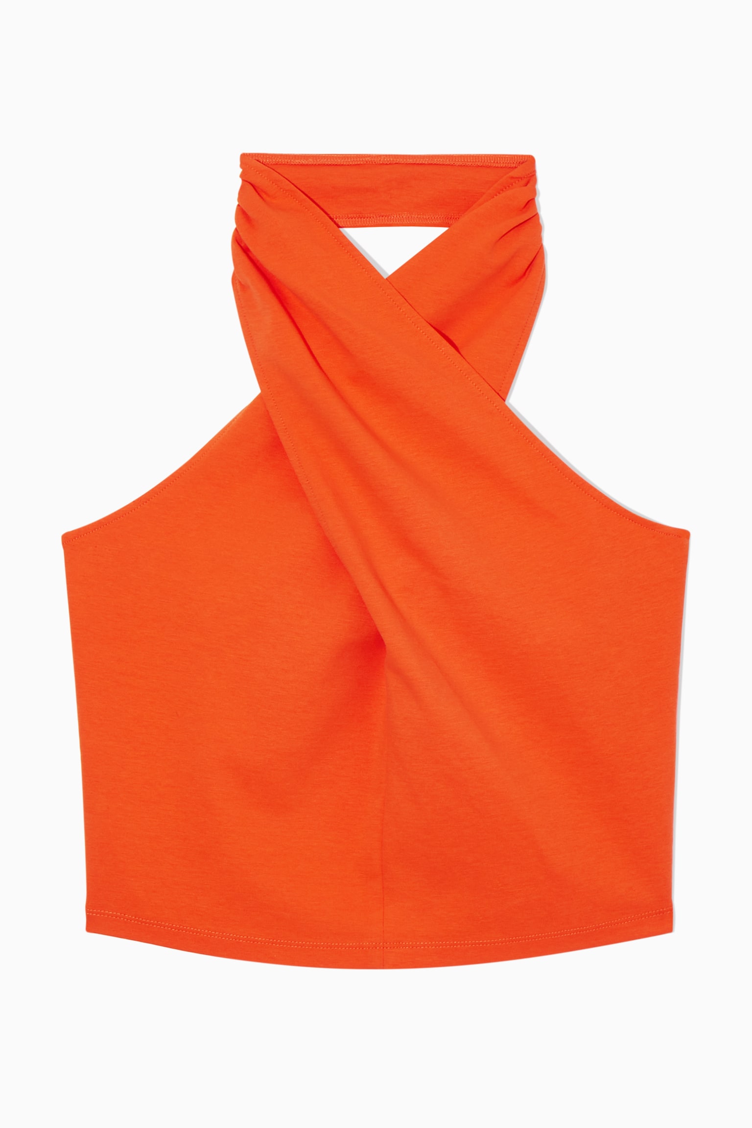 HALTERNECK CROPPED TOP - ORANGE/BLACK - 1