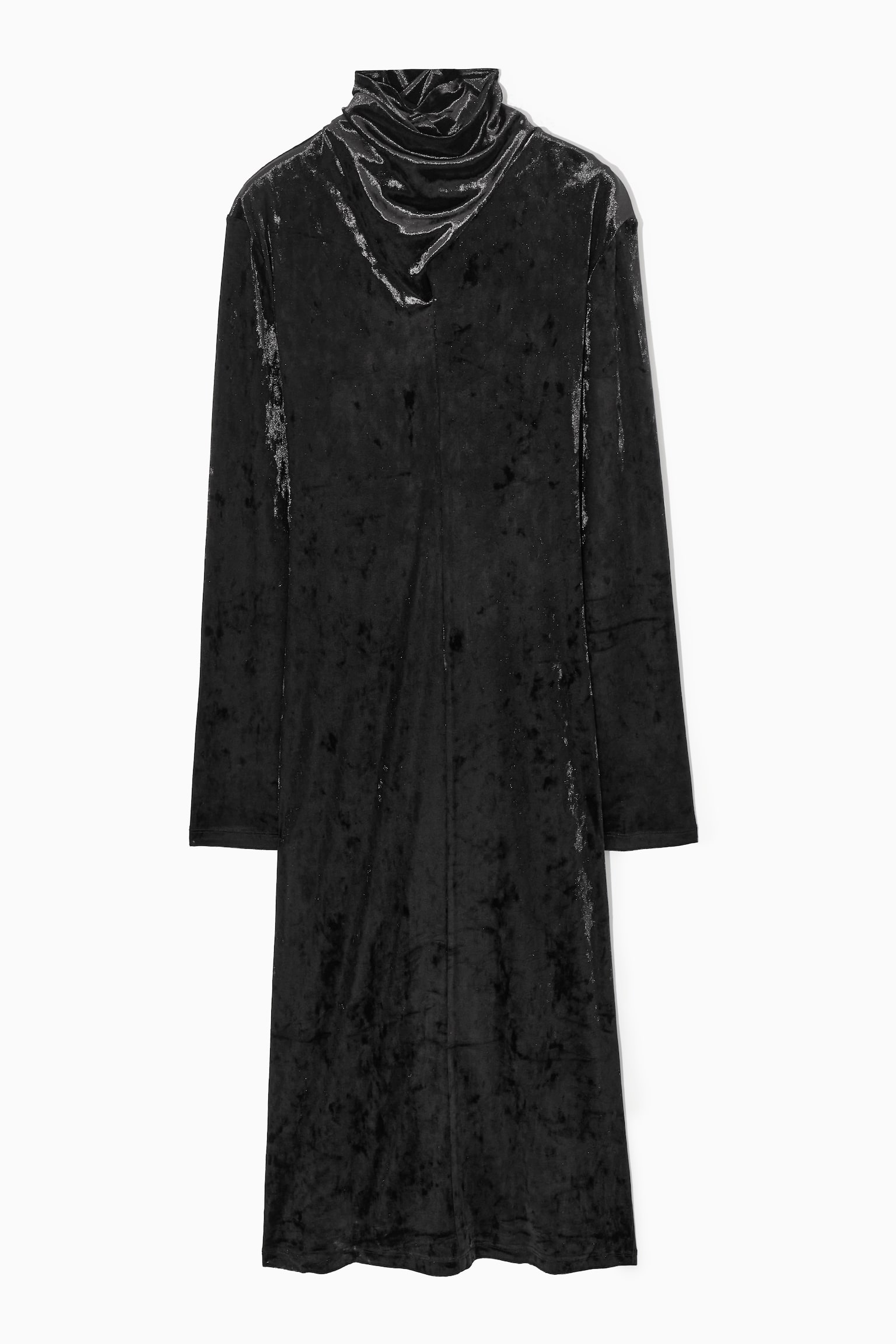 OPEN-BACK VELVET MIDI DRESS - BLACK/DARK GREY - 1