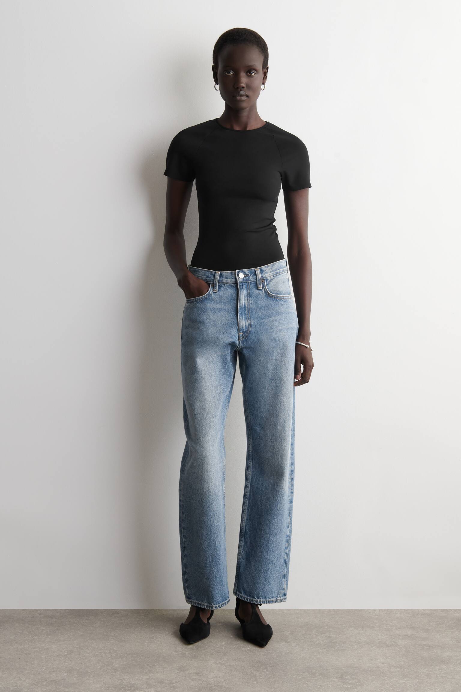 TRICOU DIN JERSEU, CROIALĂ SLIM - NEGRU/ALB - 5