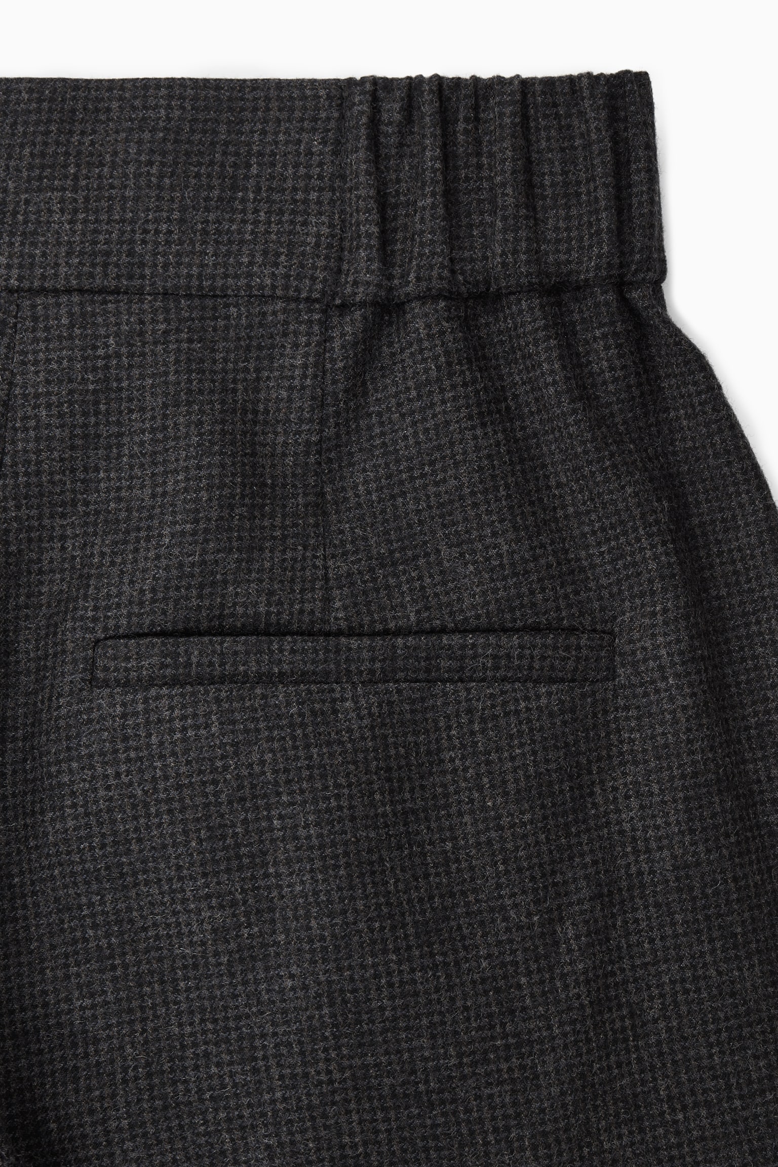 REGULAR WOOL-FLANNEL WIDE-LEG CULOTTES - DARK GREY / CHECKED/WHITE / BLACK - 2