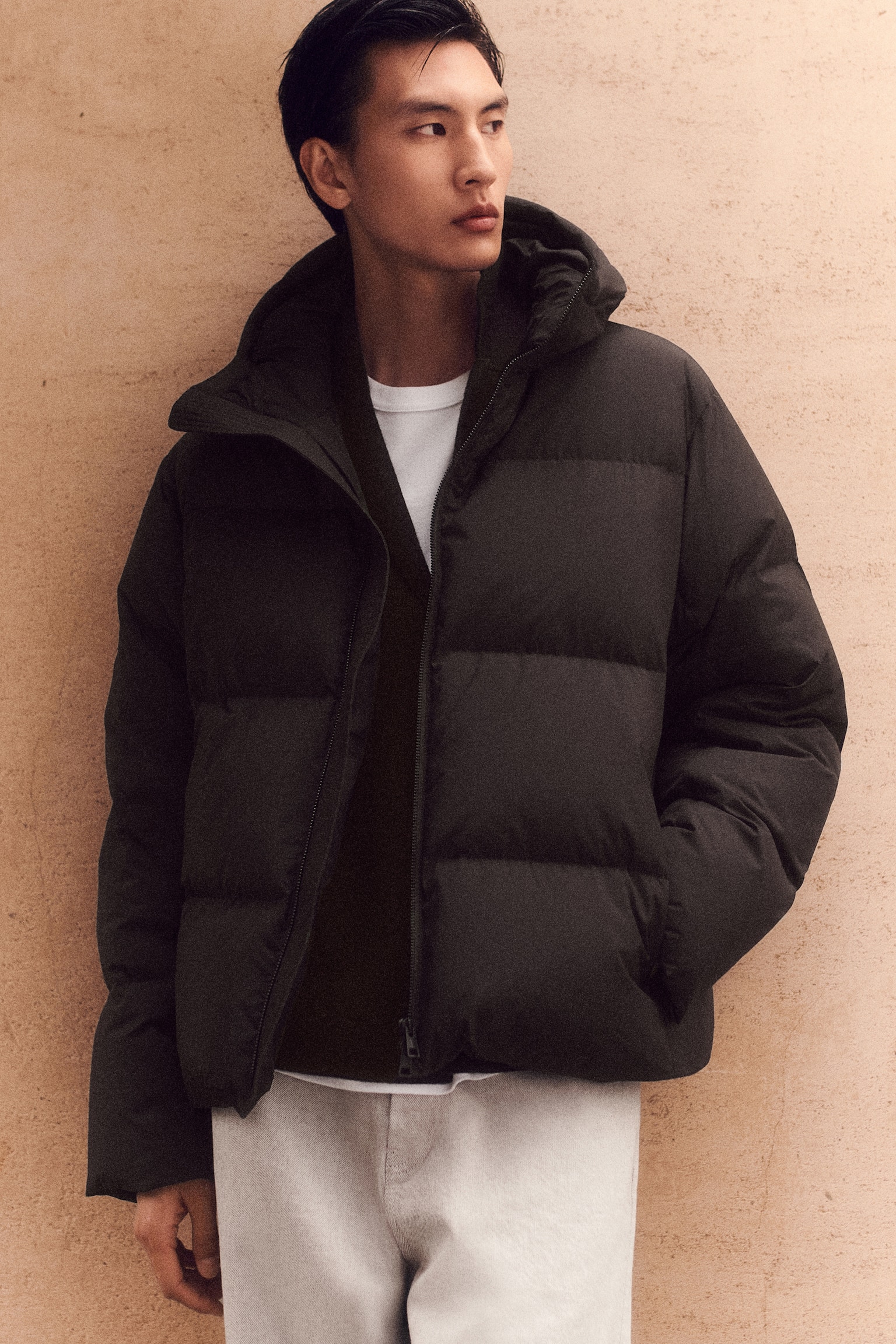 GEVOERDE PUFFERJAS MET CAPUCHON - DONKERBRUIN/DONKER GROEN/ZWART - 4