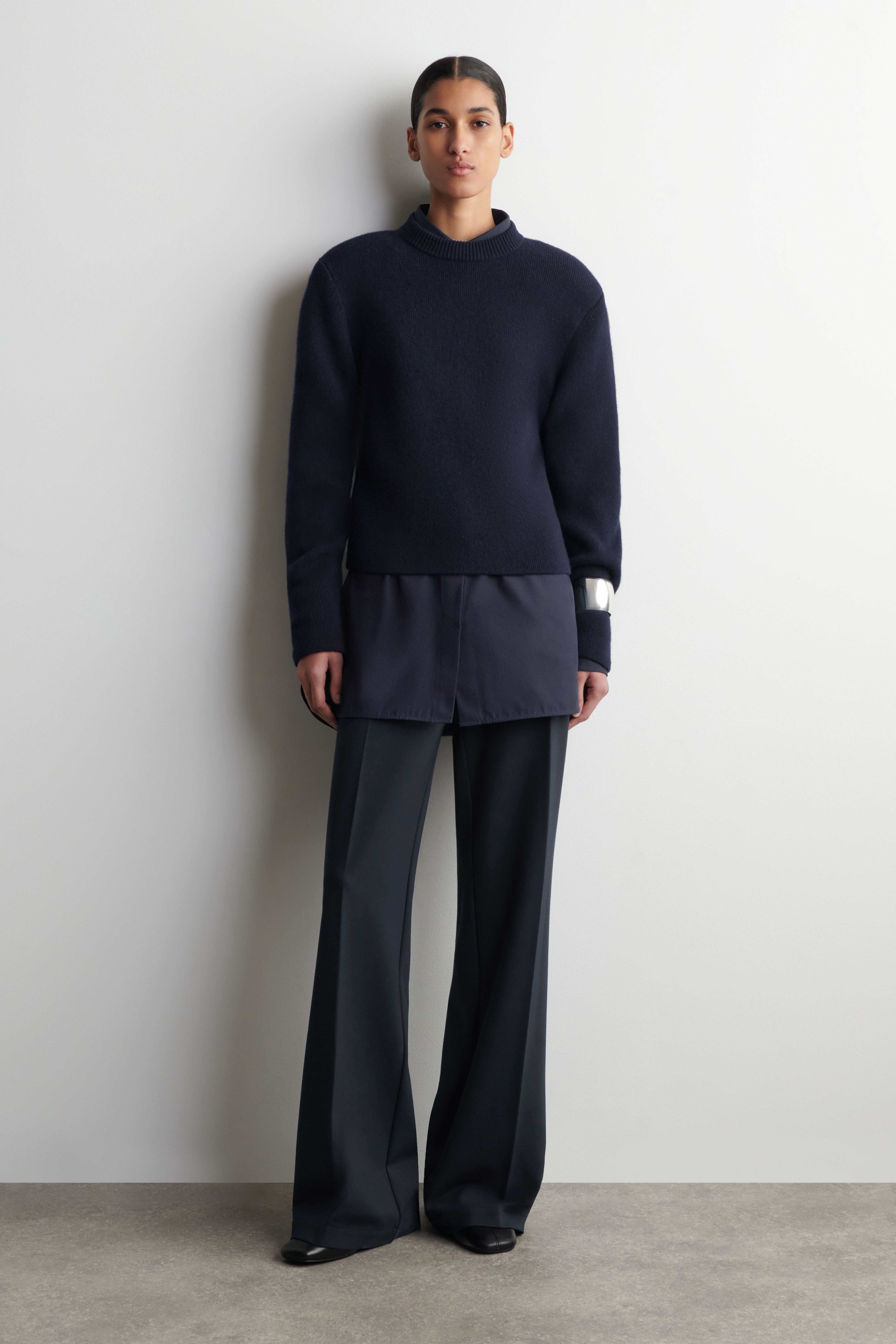 MILANO STRAIGHT-LEG TROUSERS - NAVY