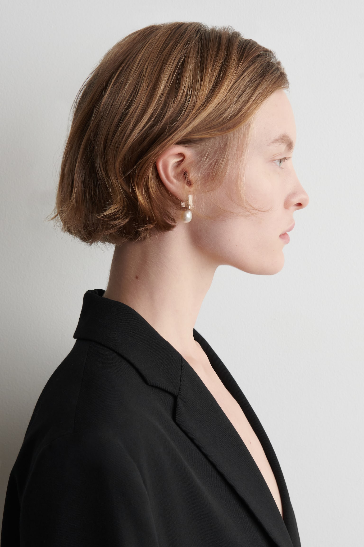 Asymmetriske rektangulære perledråpe-øreringer - Sølv - 4