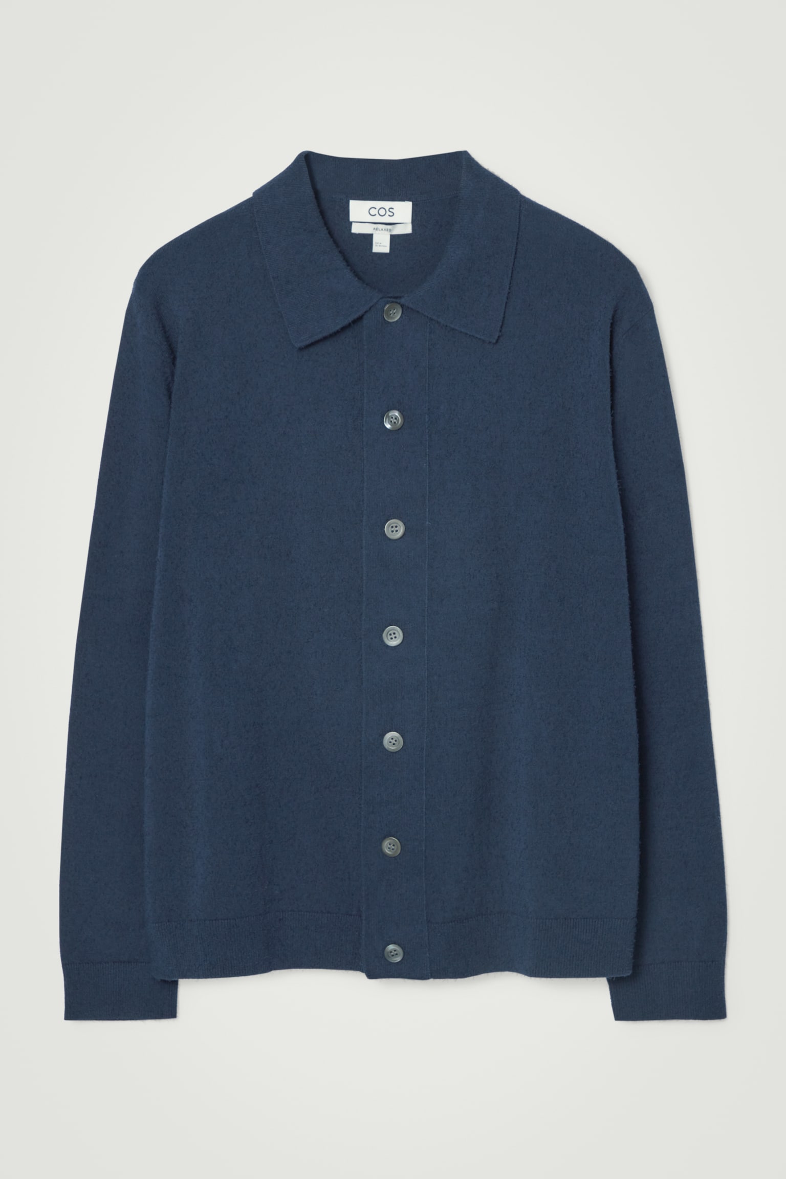 RELAXED TEXTURED-KNIT COTTON OVERSHIRT - NAVY/TURQUOISE - 1