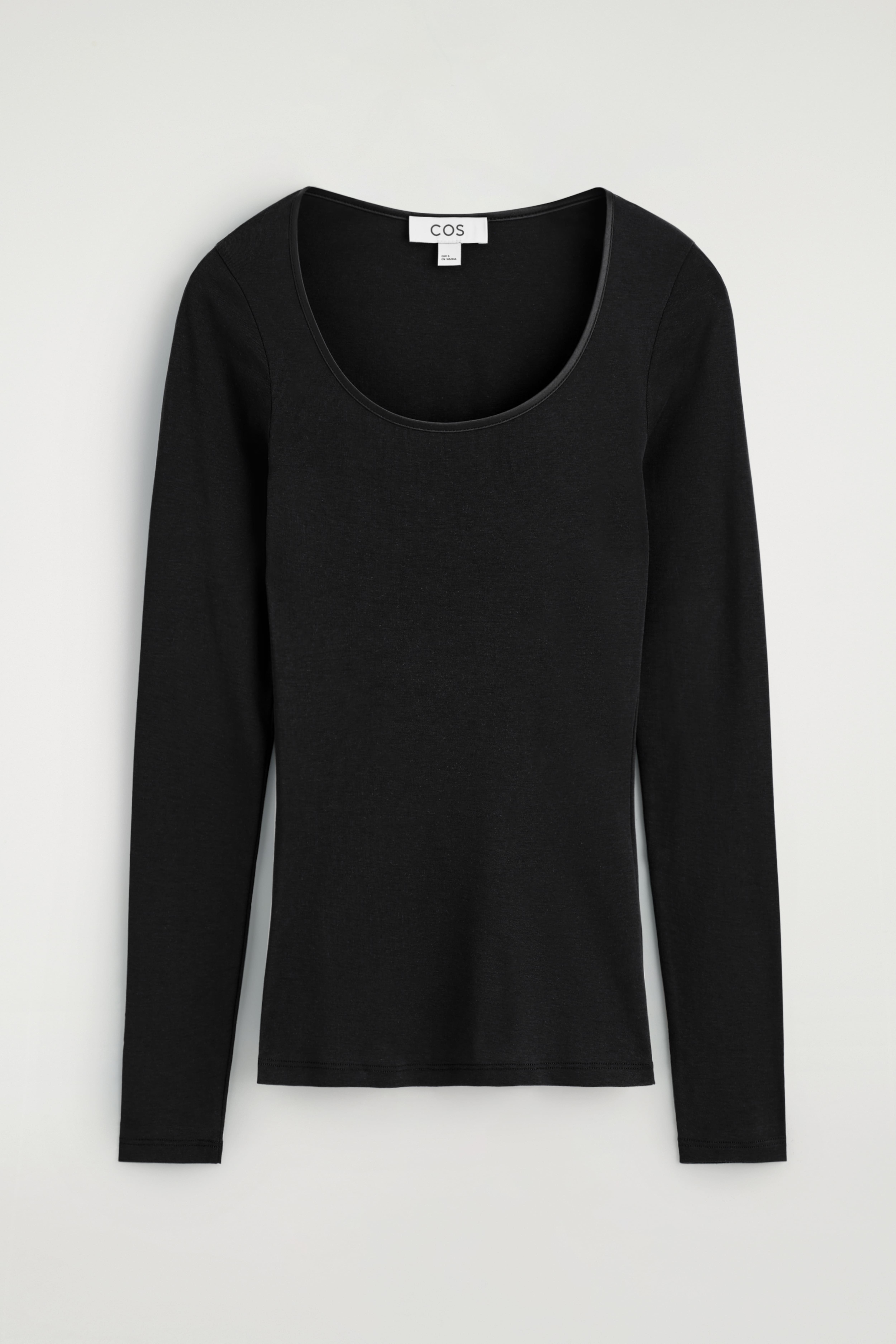 TOP A MANICHE LUNGHE IN JERSEY DI COTONE E RASO - NERO/ROSA