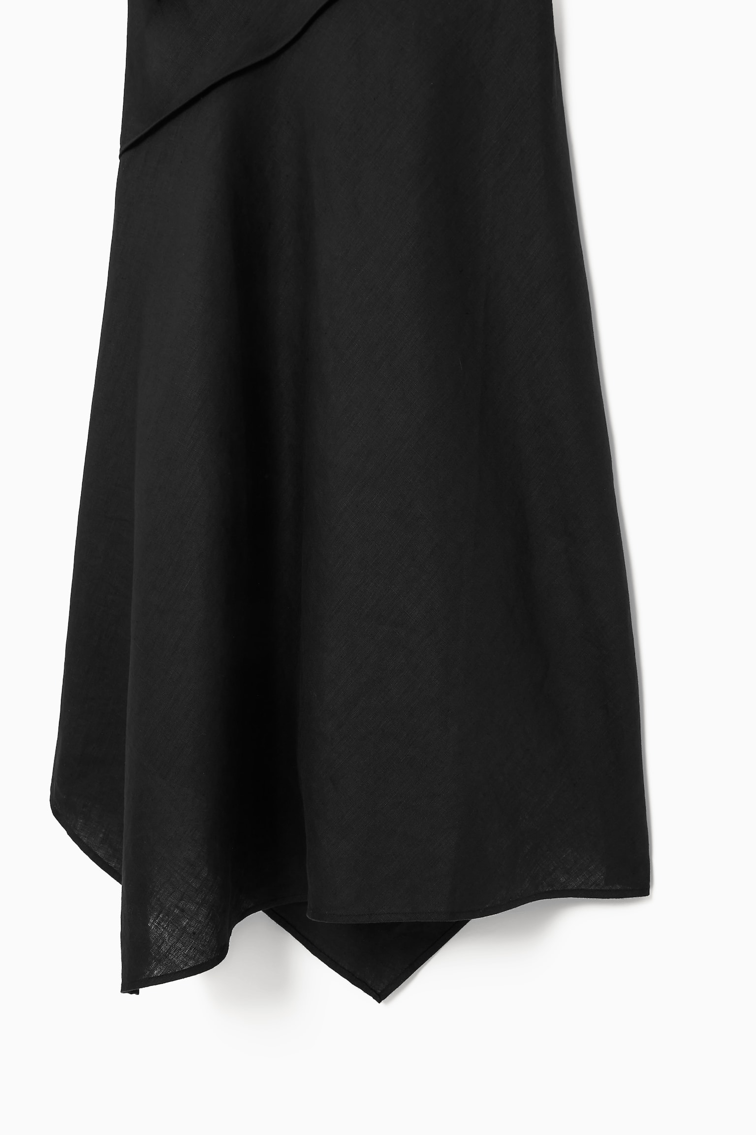 ASYMMETRIC HALTERNECK LINEN DRESS - BLACK - 4