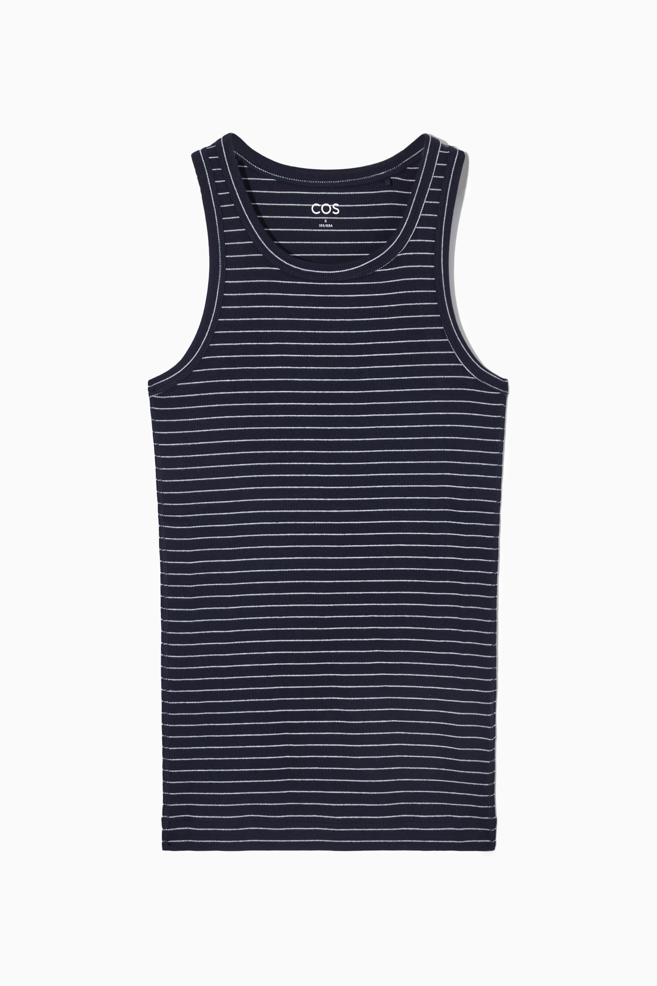 RIBBED TANK TOP - Round neck - Sleeveless - NAVY / STRIPED  
