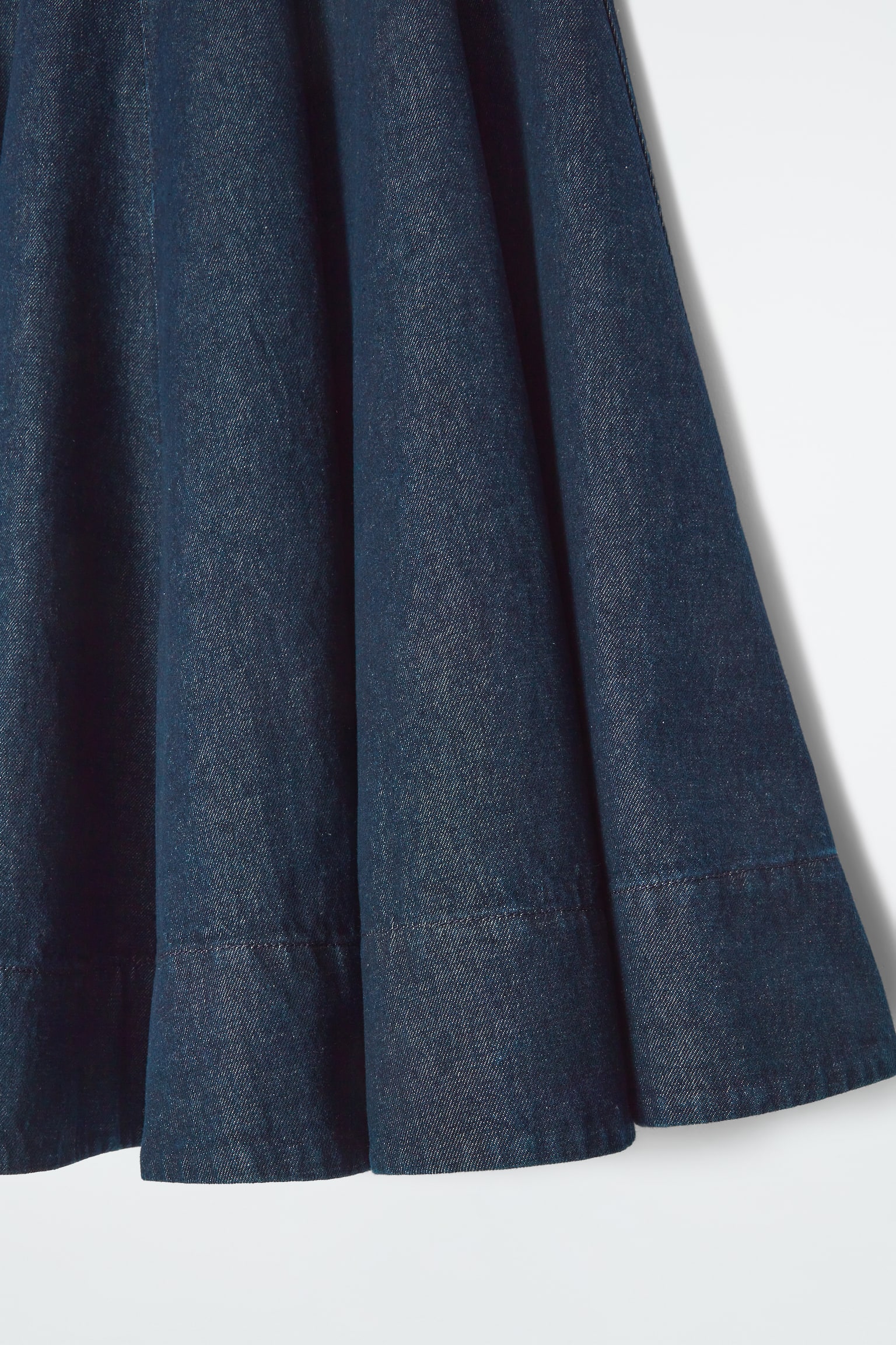 VOLUMINOUS A-LINE DENIM MIDI SKIRT - INDIGO - 5