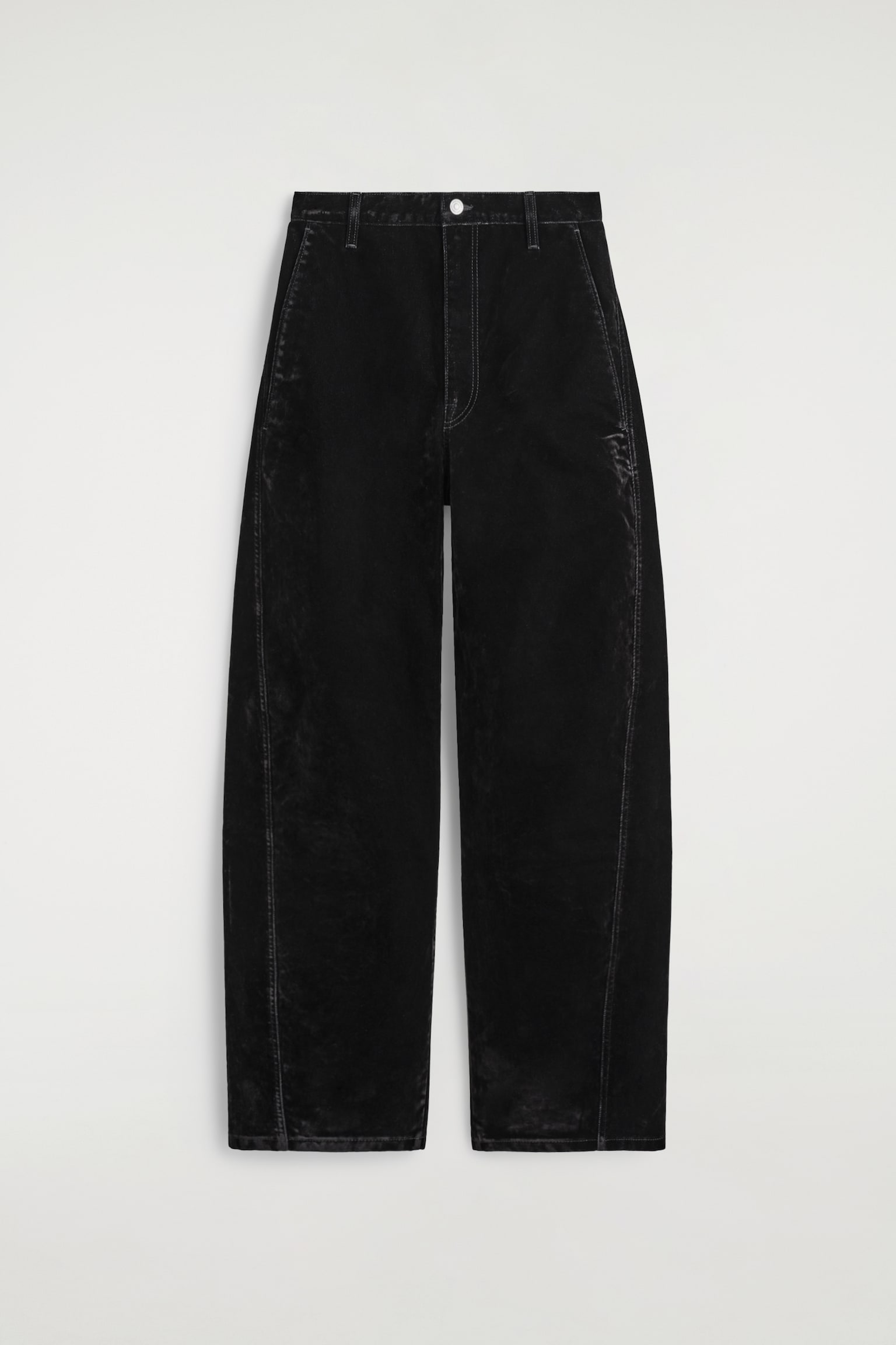 FLOCKED-DENIM BARREL-LEG NADRÁG - FEKETE - 2