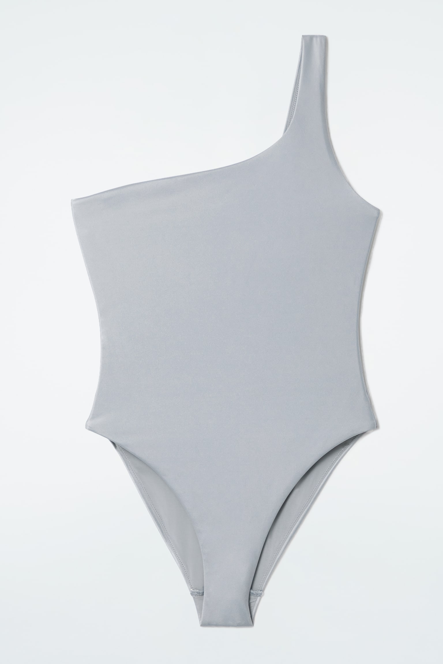 METALLIC ONE-SHOULDER SWIMSUIT - SILVER - 2