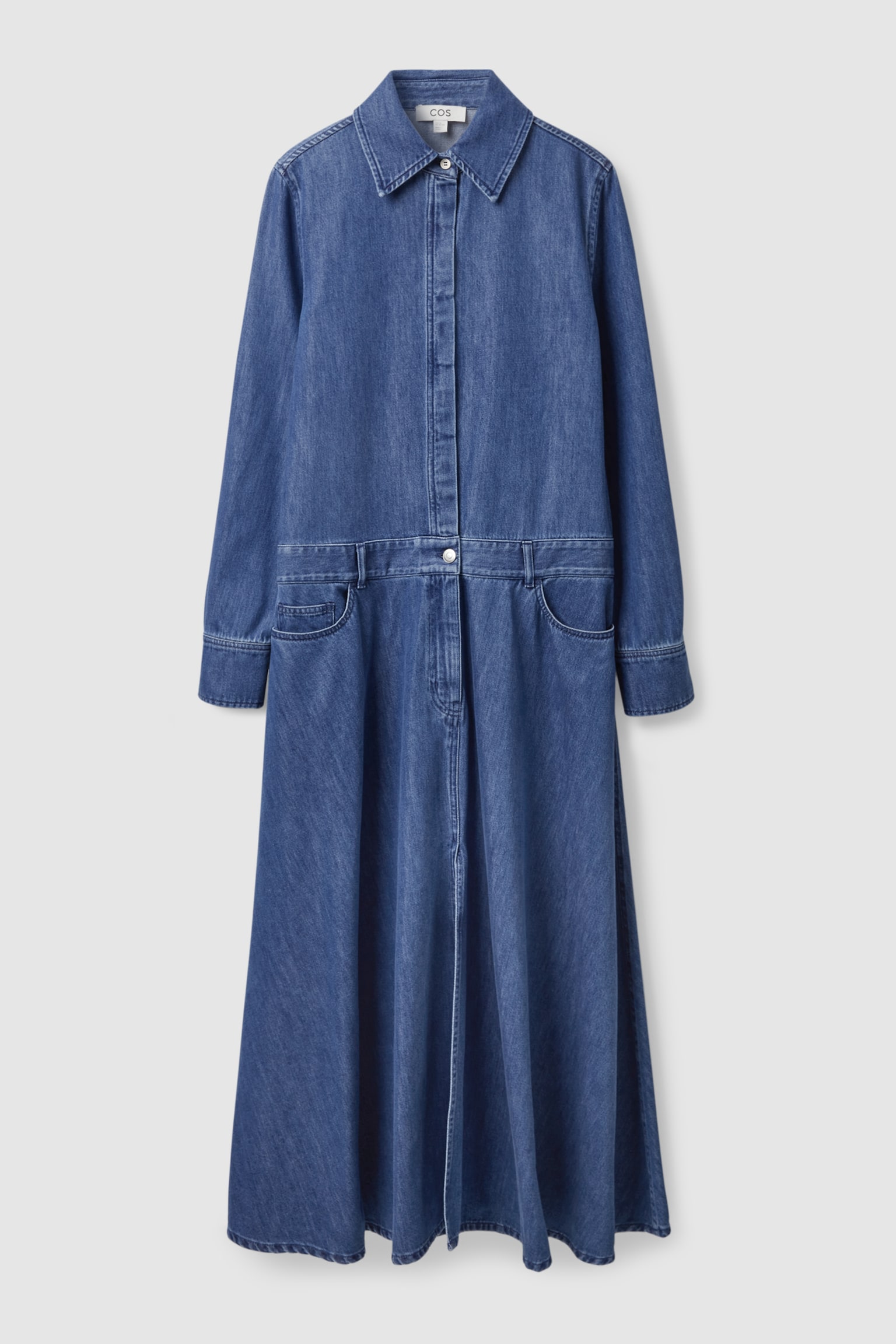 DENIM MIDI SHIRT DRESS - DARK BLUE/INDIGO - 1