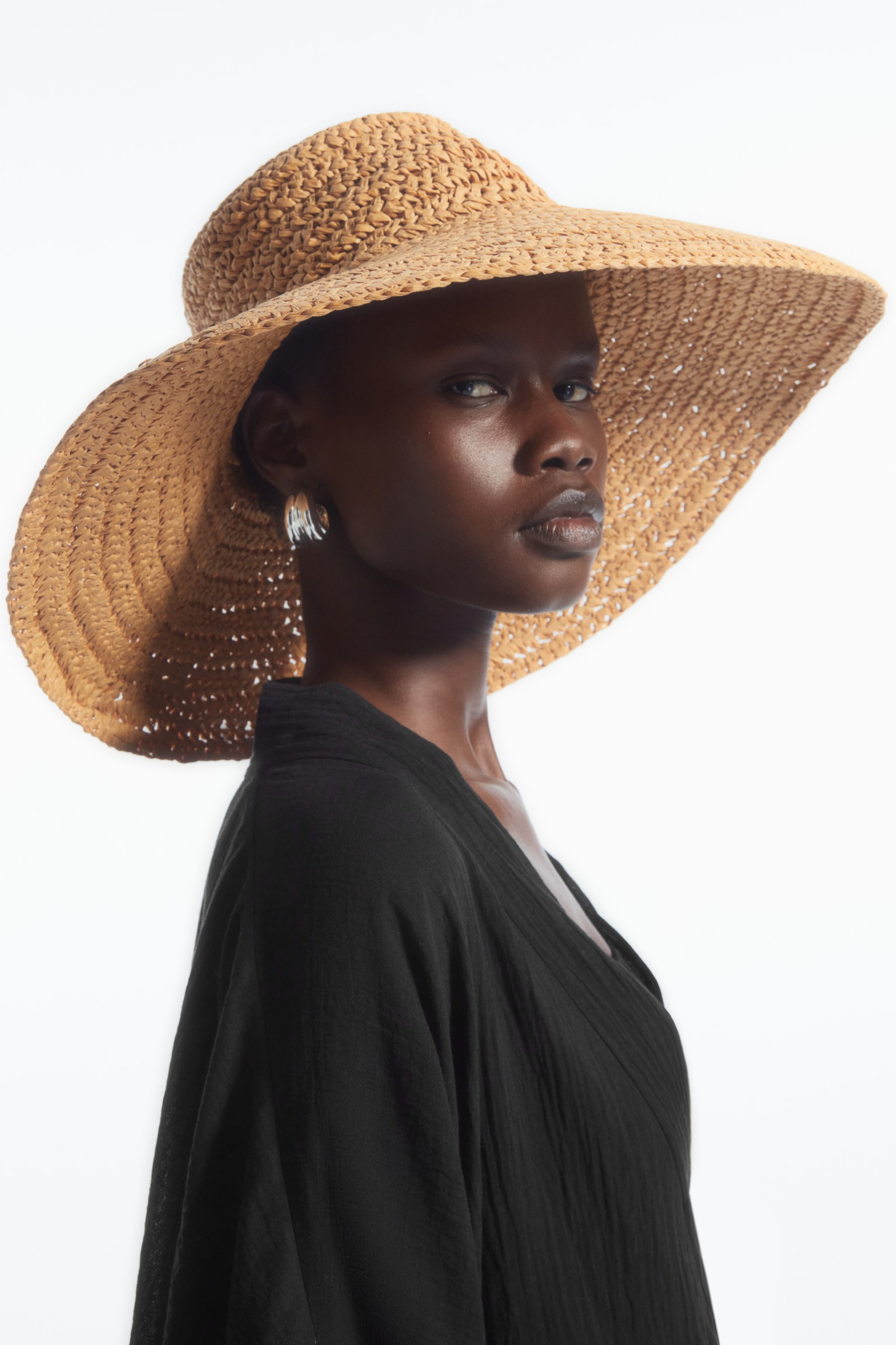 WOVEN STRAW HAT - BEIGE/BLACK - 1