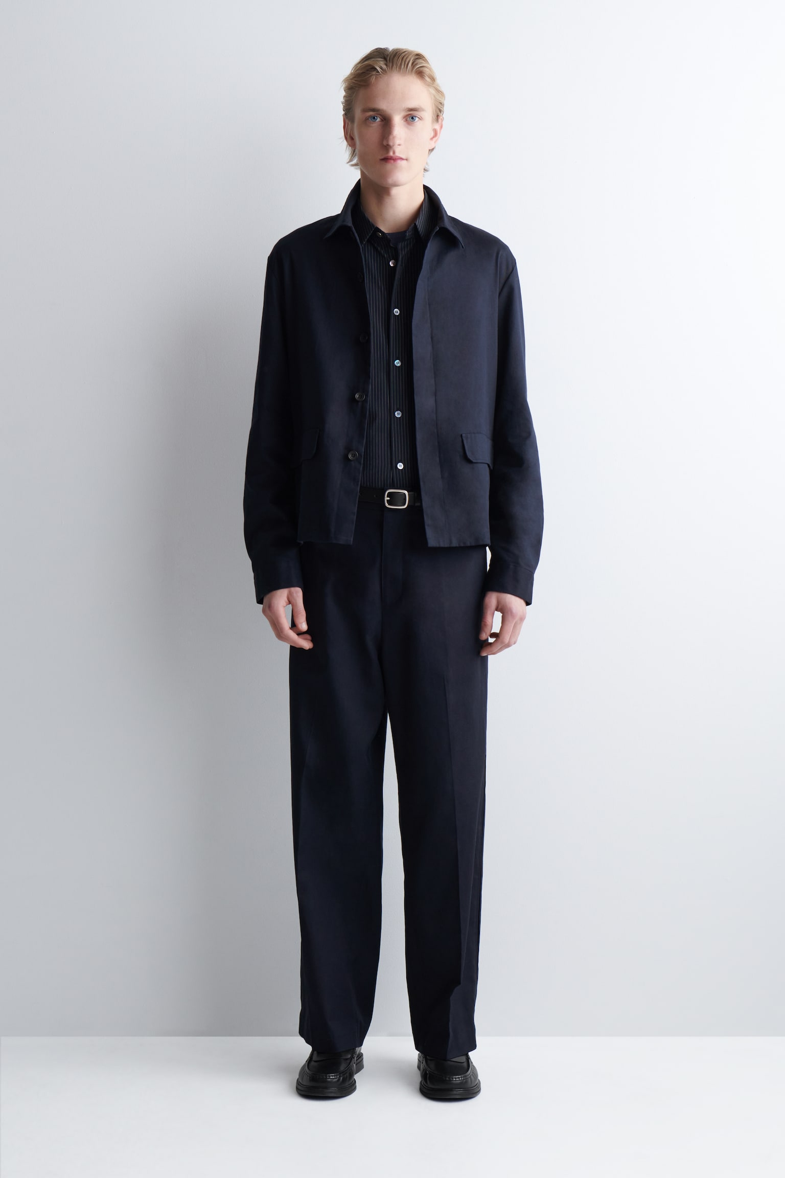 LOCKERE HEMDJACKE AUS BAUMWOLL-LEINEN-MIX - NAVYBLAU/BEIGE - 5