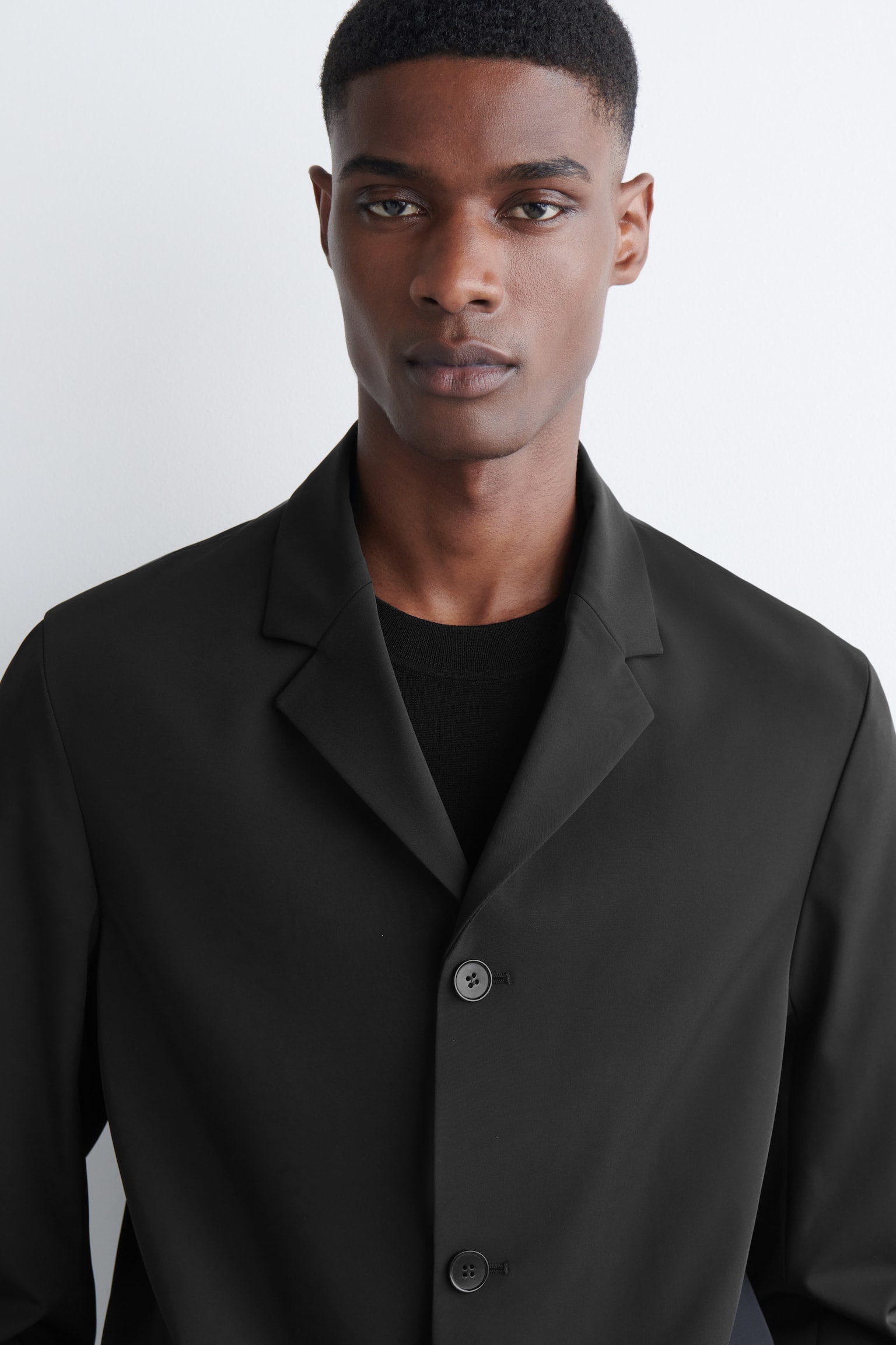 BLAZER SLIM DESTRUTTURATO IN TWILL TECNICO - NERO - 8