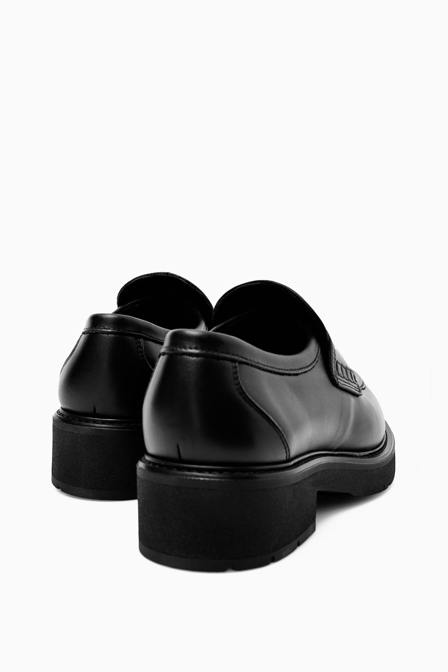 CHUNKY LEATHER PENNY LOAFERS - BLACK - 3