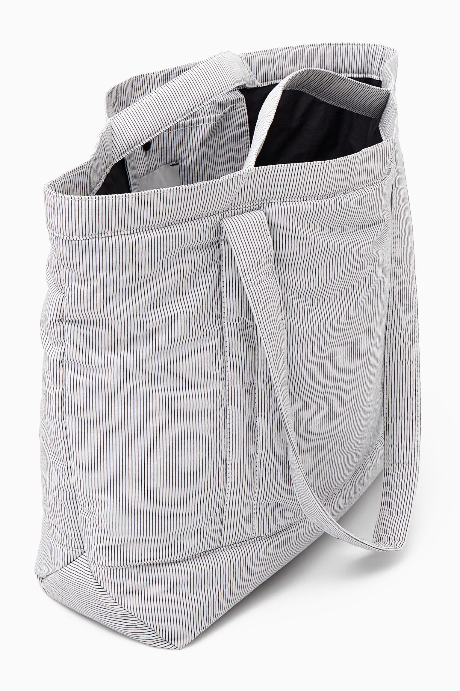 STRIPED PADDED TOTE - LIGHT GREY - 4