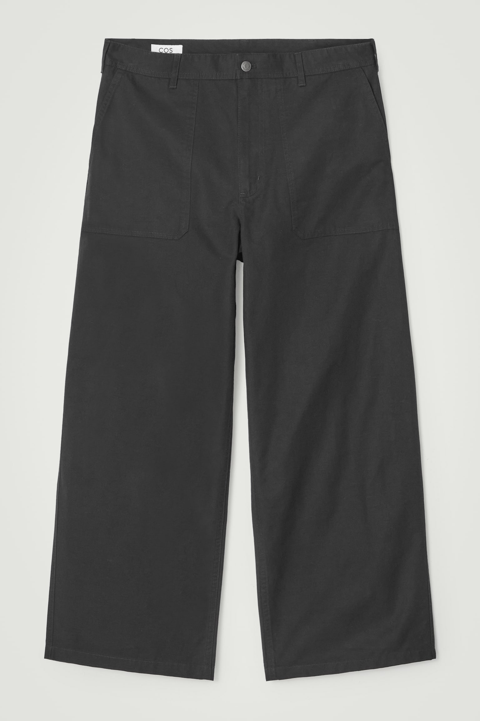 WIDE-LEG COTTON UTILITY TROUSERS - BLACK/MOLE - 2