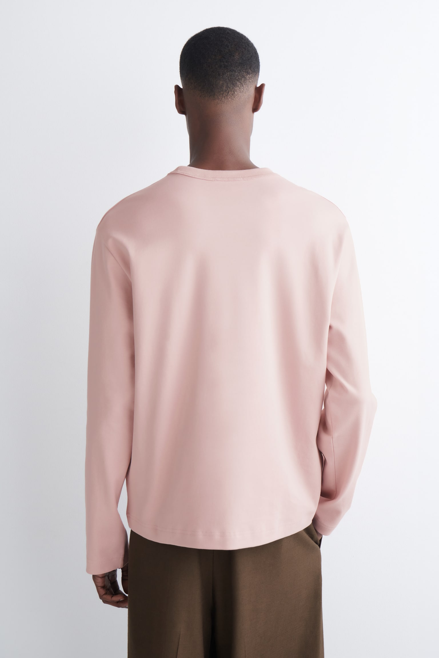 LÅNGÄRMAD T-SHIRT I JERSEY INTERLOCK - LJUSROSA/VIT/SVART/SVART/RANDIG - 5