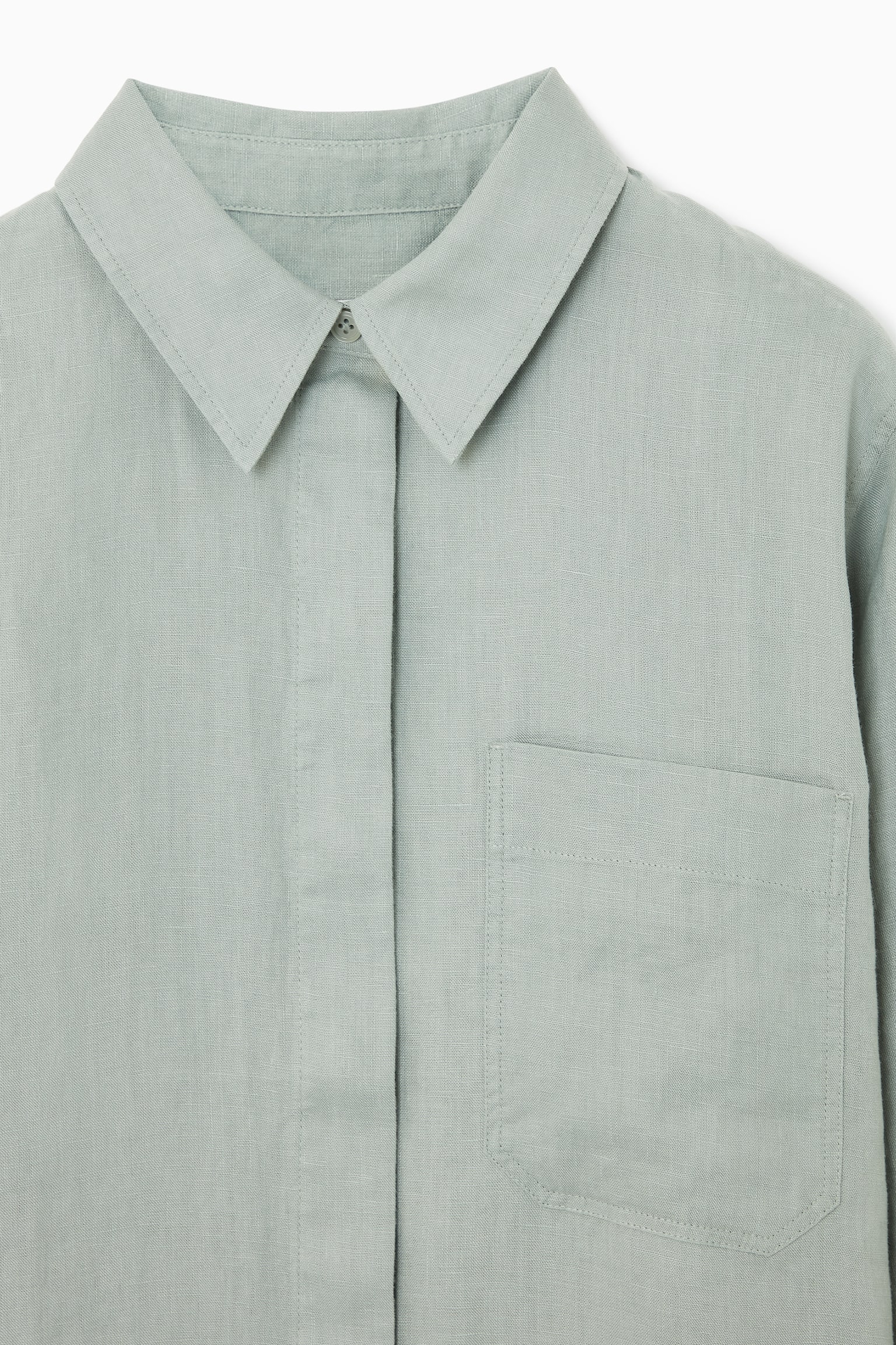 OVERSIZED LINEN SHIRT - GREEN/WHITE - 5