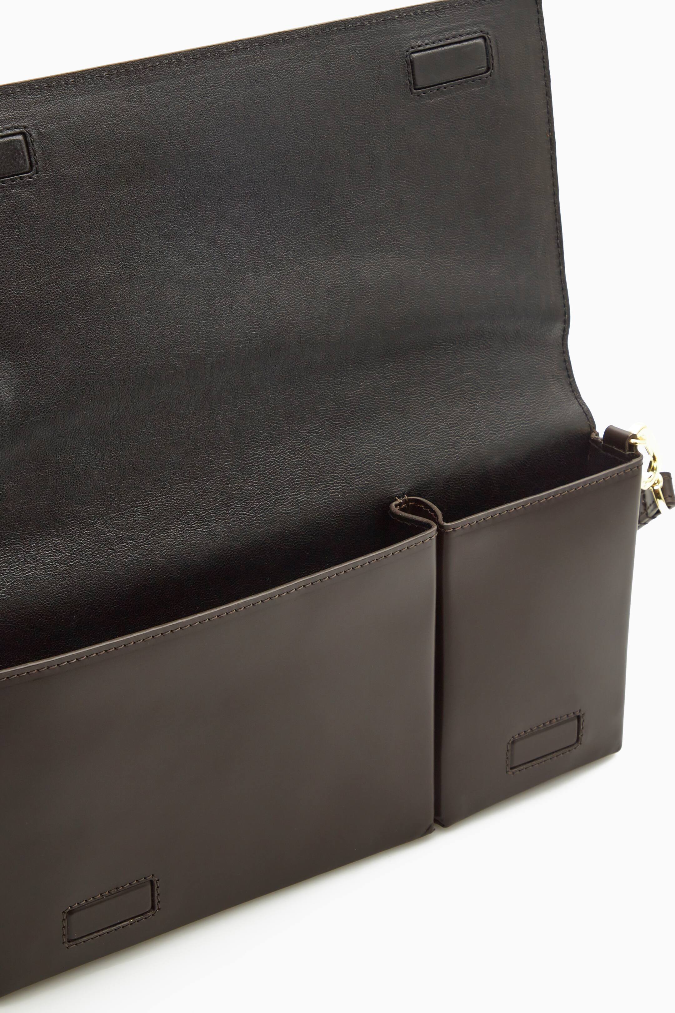 MINIMAL SHOULDER BAG LEATHER DARK BROWN DAME H&M DK