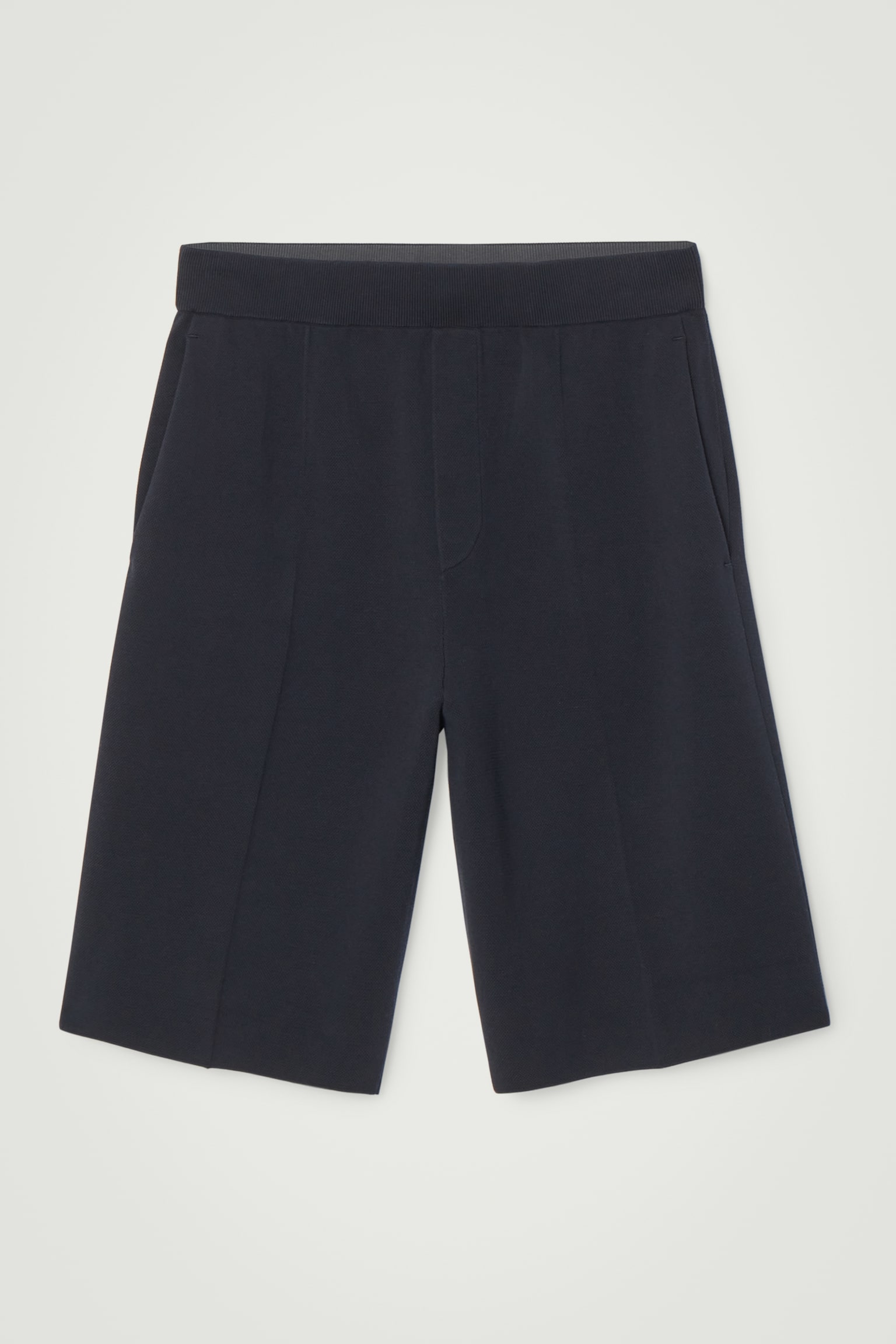 OVERSIZED DOUBLE-FACED KNITTED BERMUDA SHORTS - NAVY - 2