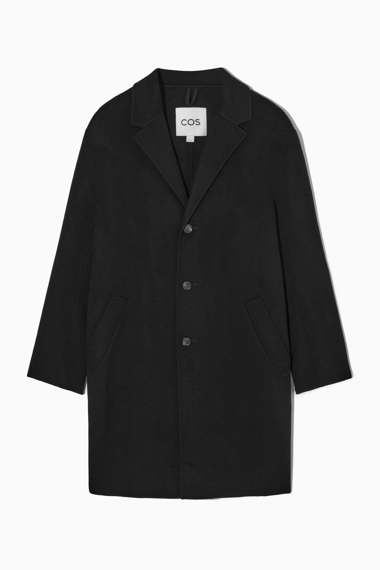 RELAXED-FIT DOUBLE-FACED WOOL COAT - BLACK - 1