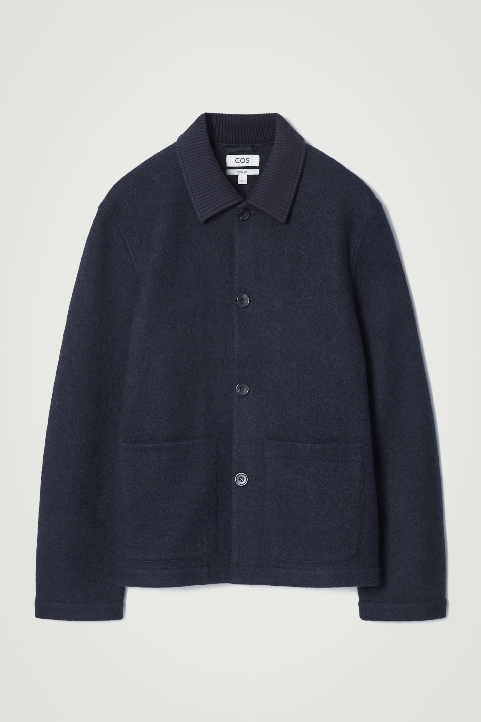 BOILED-WOOL CHORE JACKET - NAVY/DARK BROWN - 2