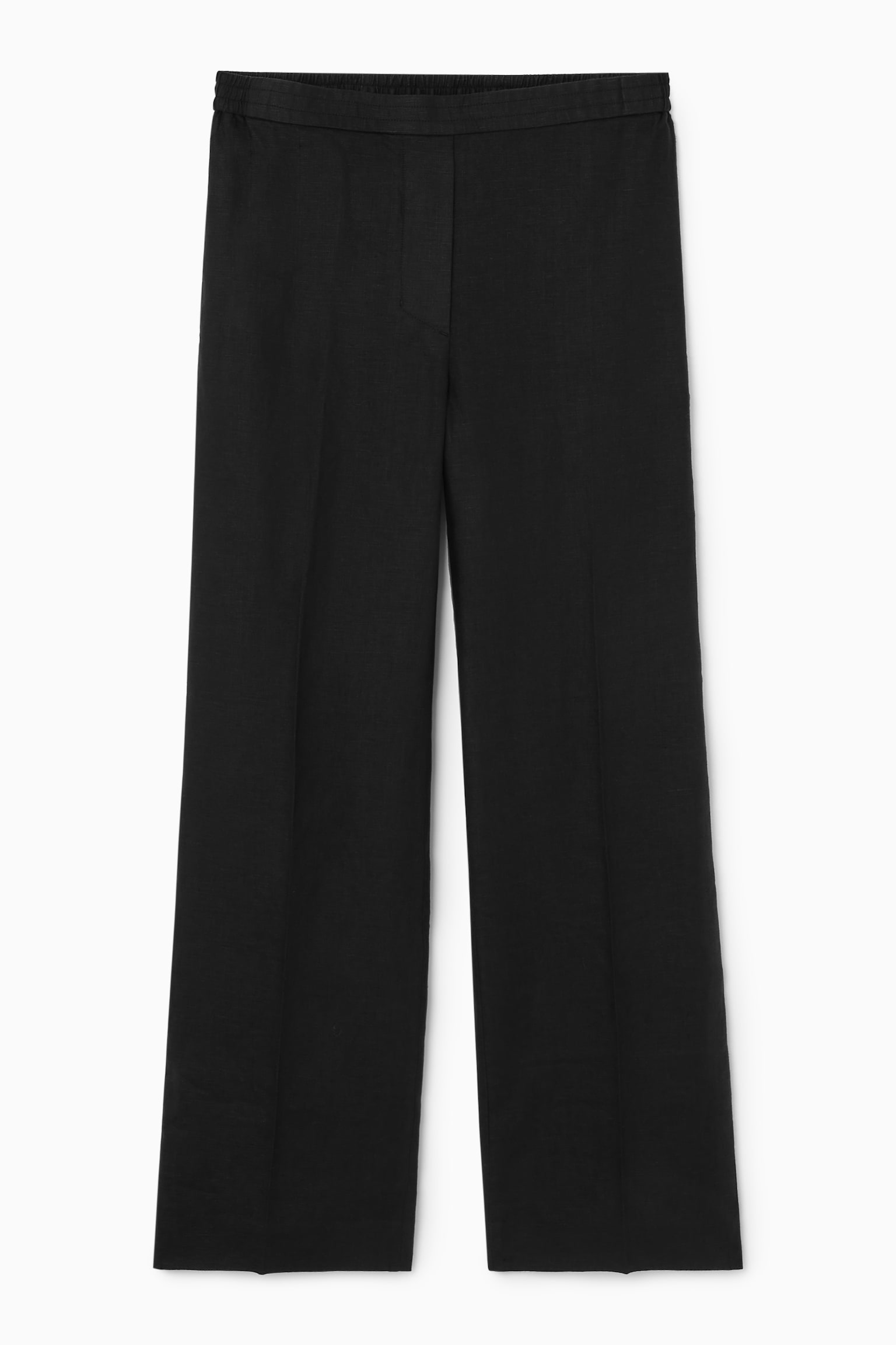 STRAIGHT-LEG TAILORED LINEN TROUSERS - BLACK/LILAC/WHITE - 2