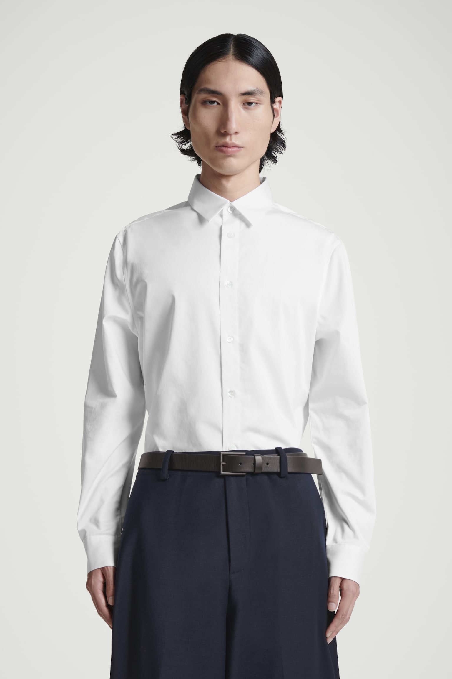 REGULAR TAILORED COTTON SHIRT - WHITE - 1