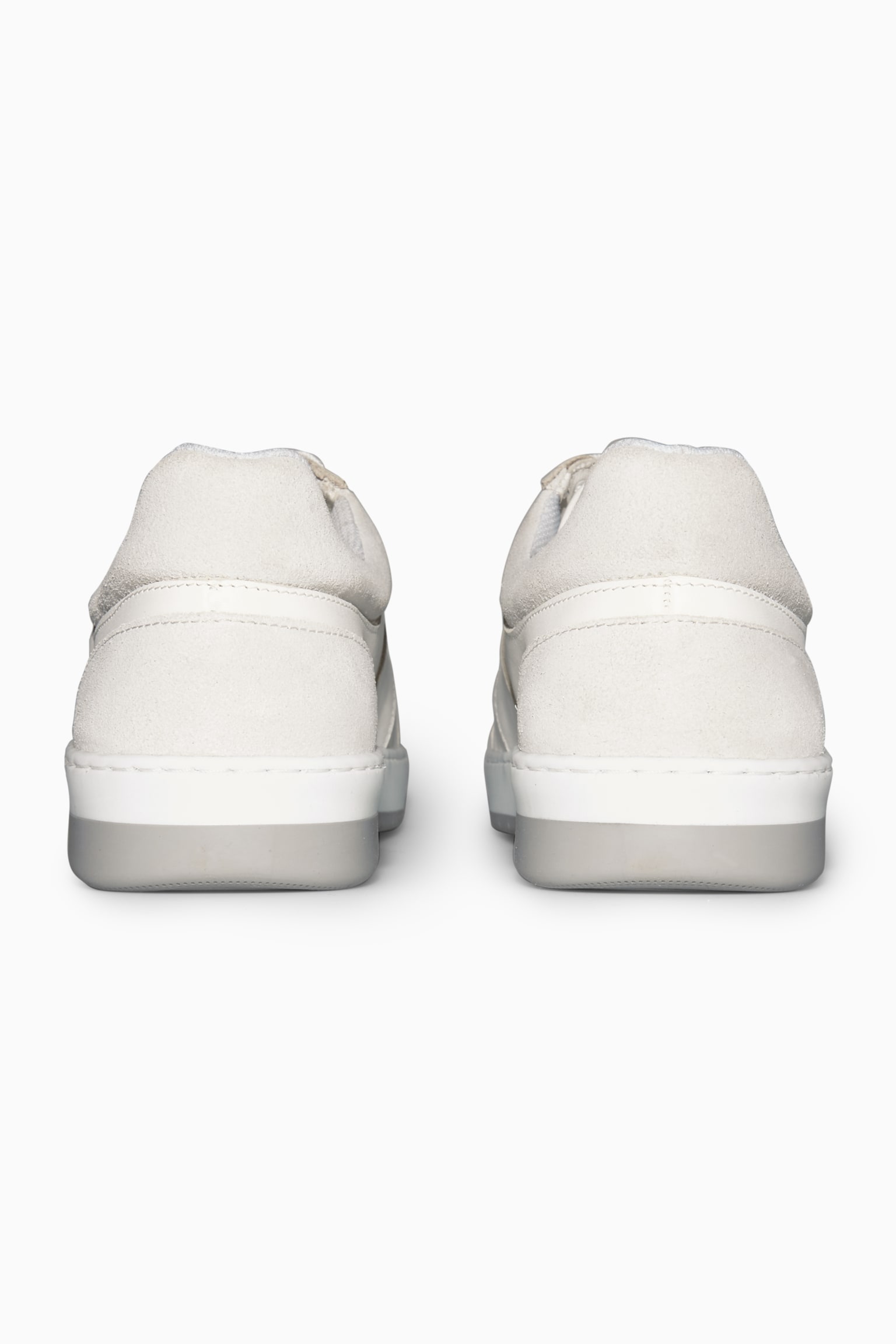 LEATHER AND SUEDE TRAINERS - WHITE - 5