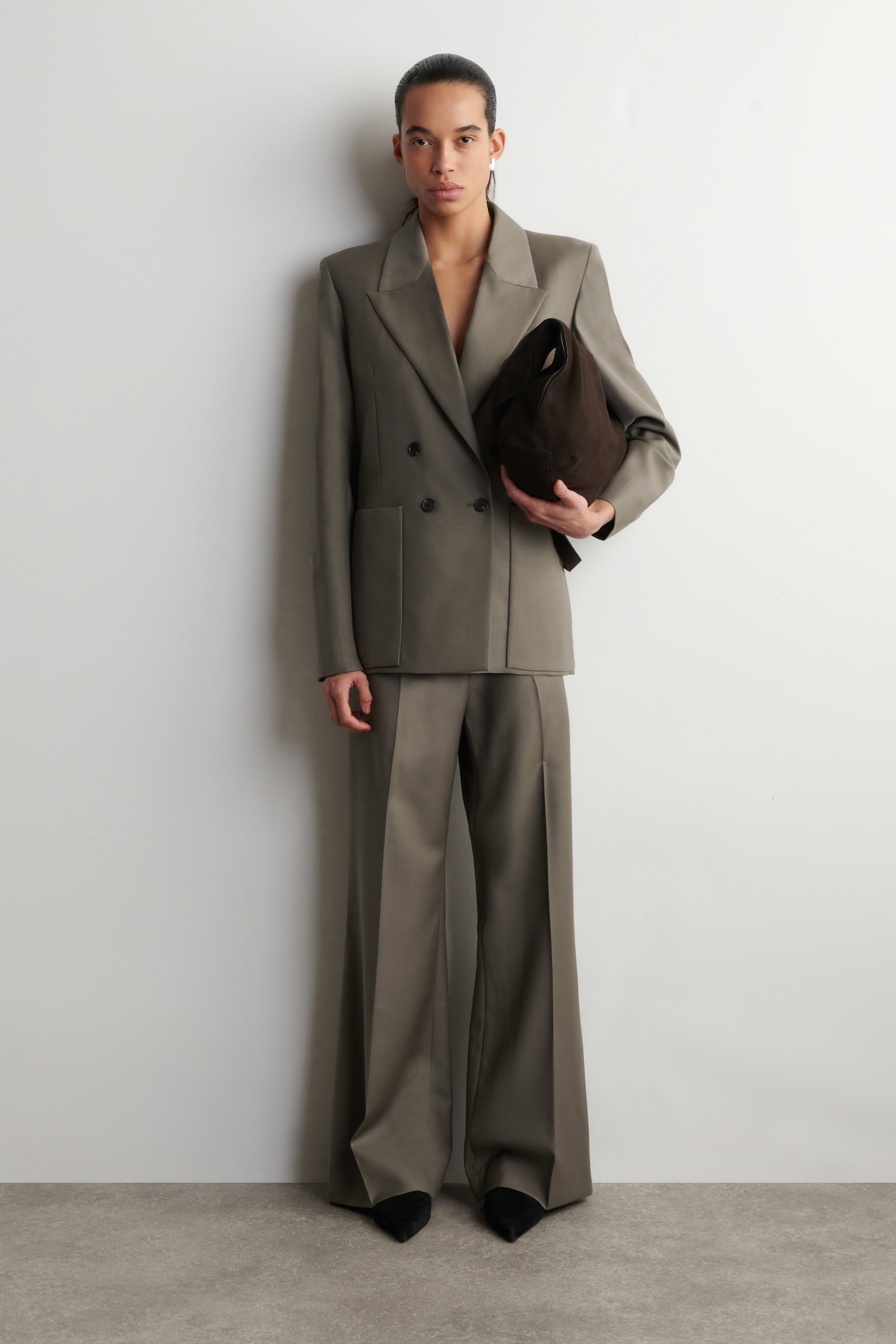 Dubbelgeknoopte blazer van wol-twill - Taupe - 8