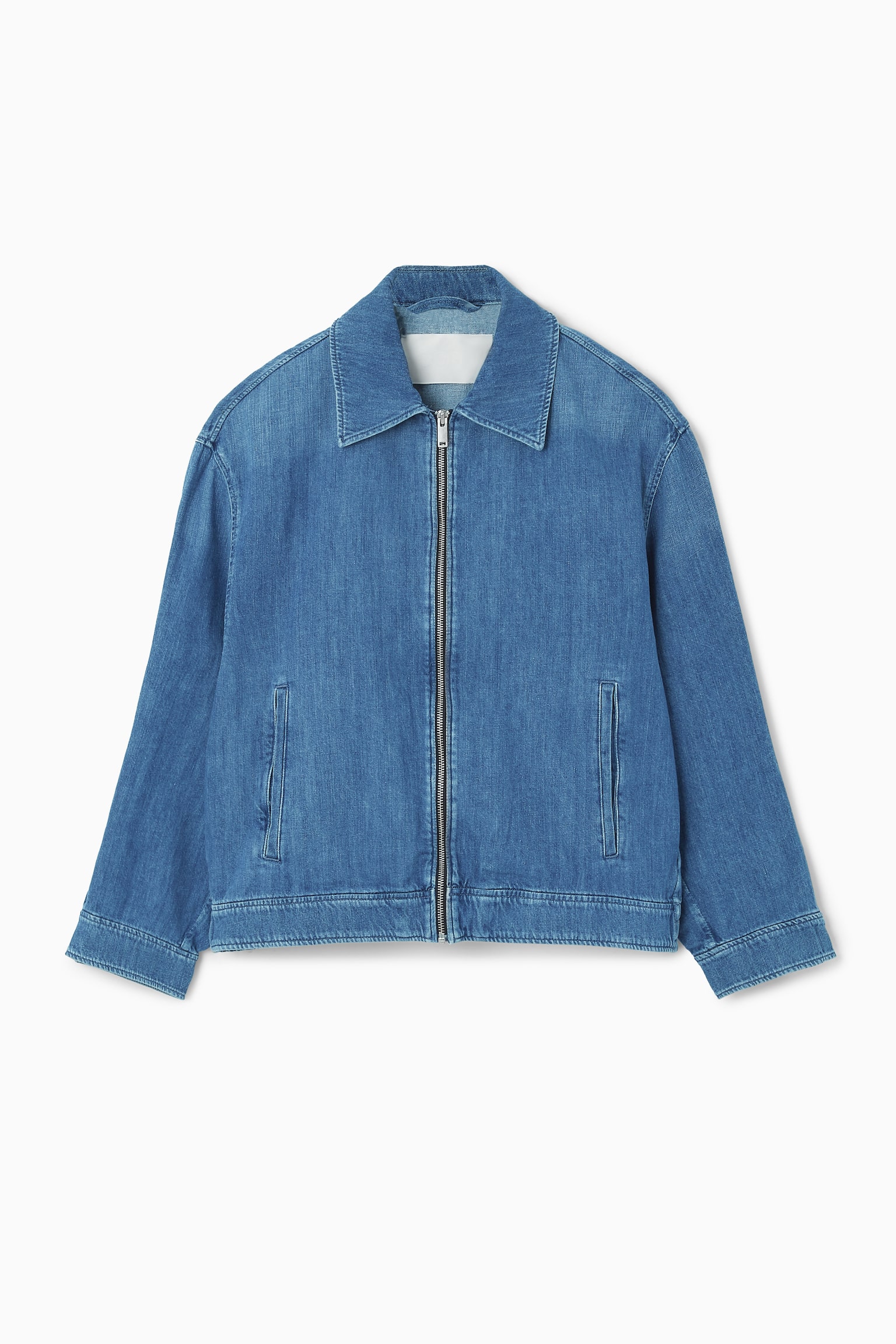 OVERSIZED ZIP-UP DENIM JACKET - BLUE - 2