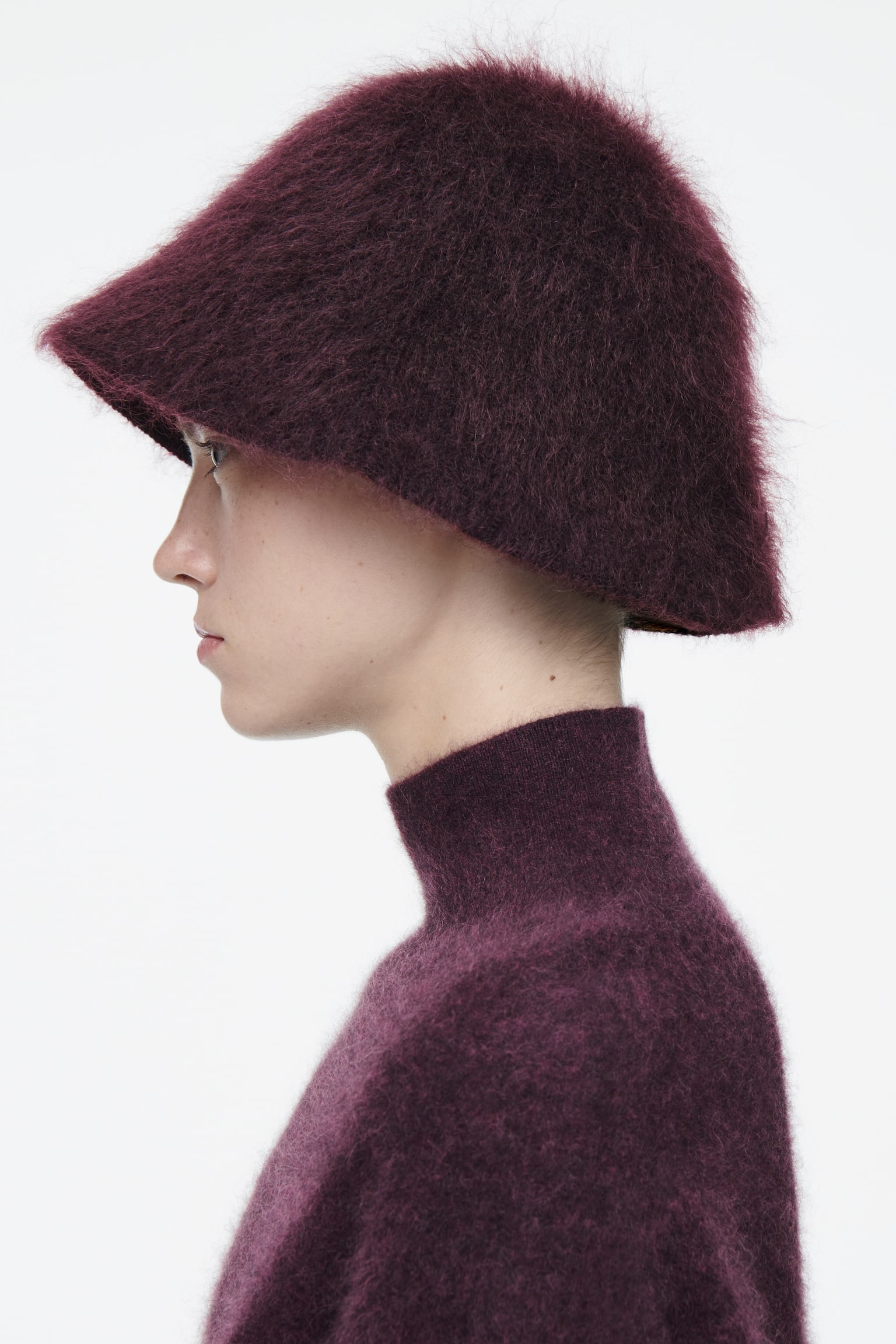 MOHAIR BUCKET HAT - BURGUNDY/BLACK/GREY - 3