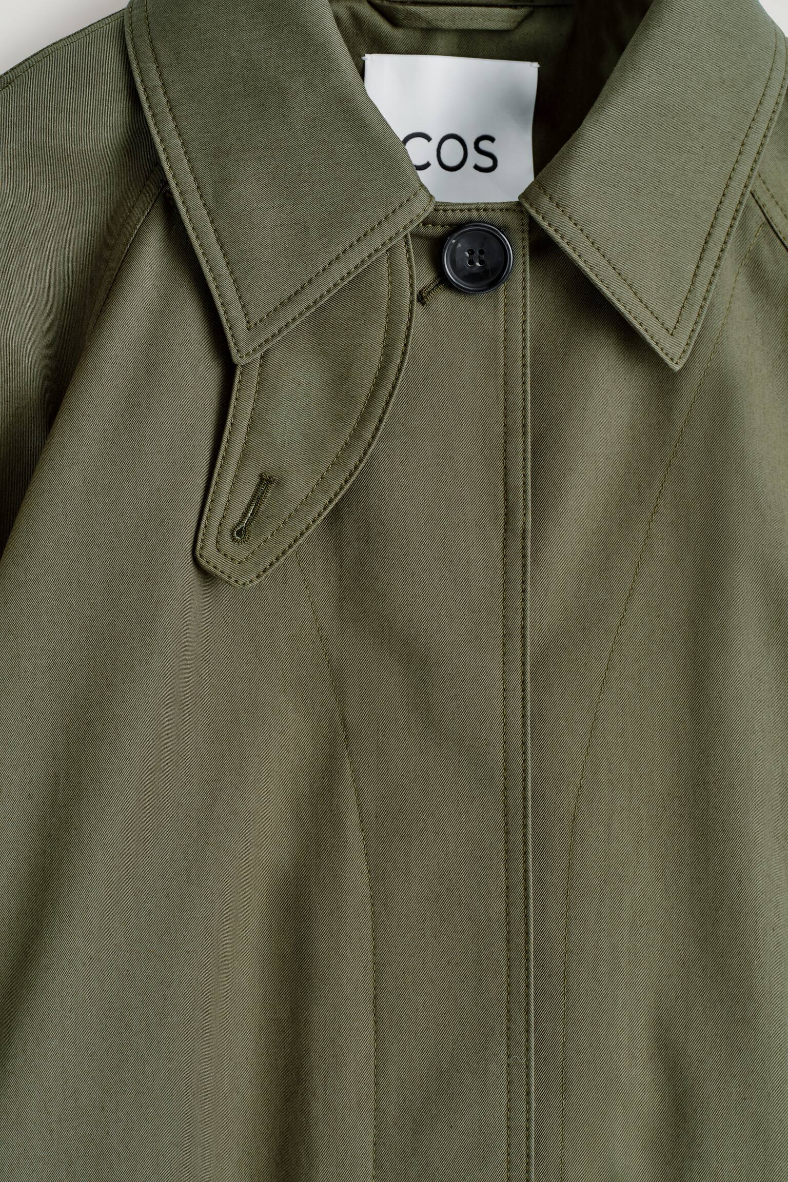JACKA MED A-SILHUETT I BOMULLSTWILL - KHAKI/MARINBLÅ - 3