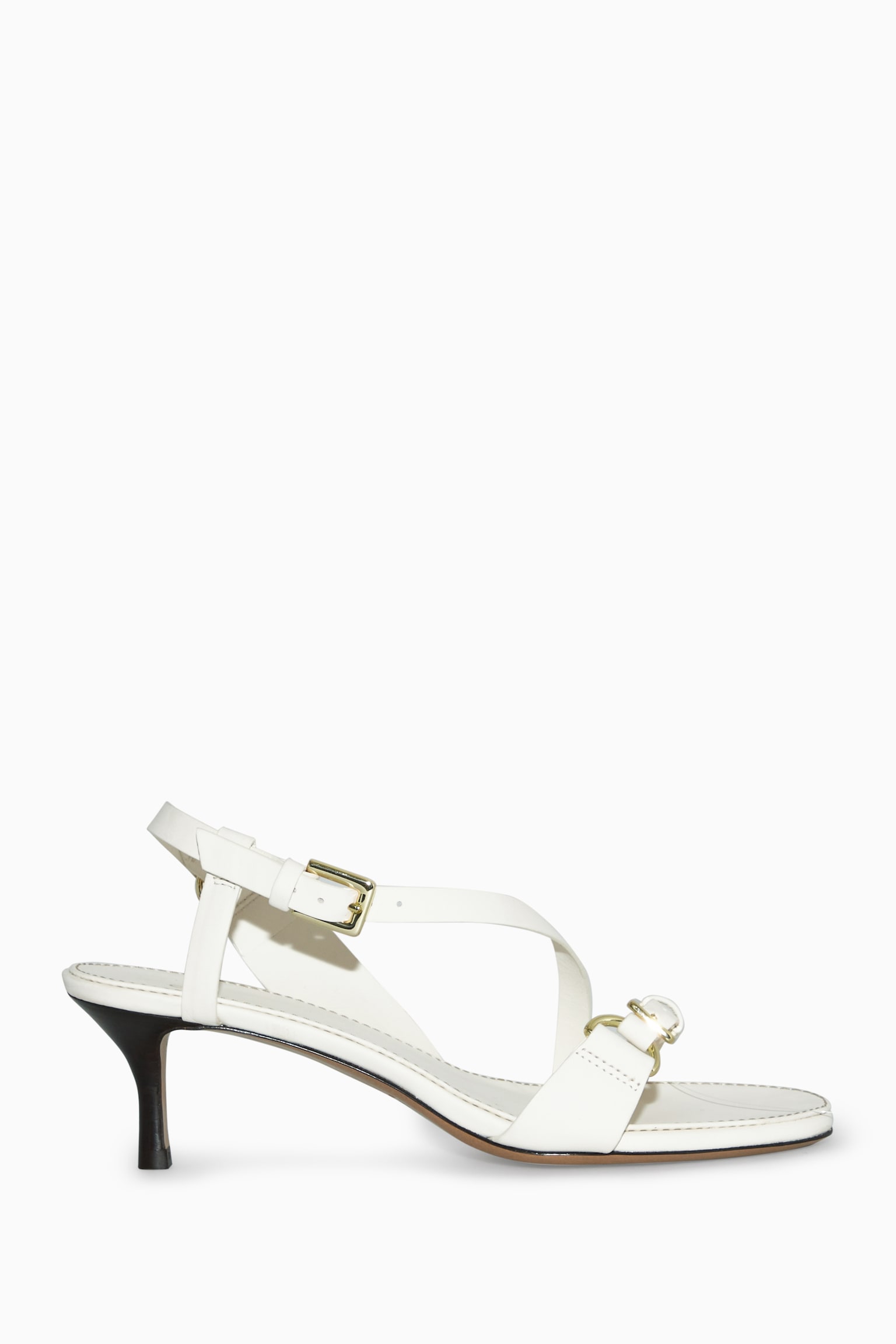 BUCKLED STRAPPY HEELED SANDALS - WHITE/BLACK - 1