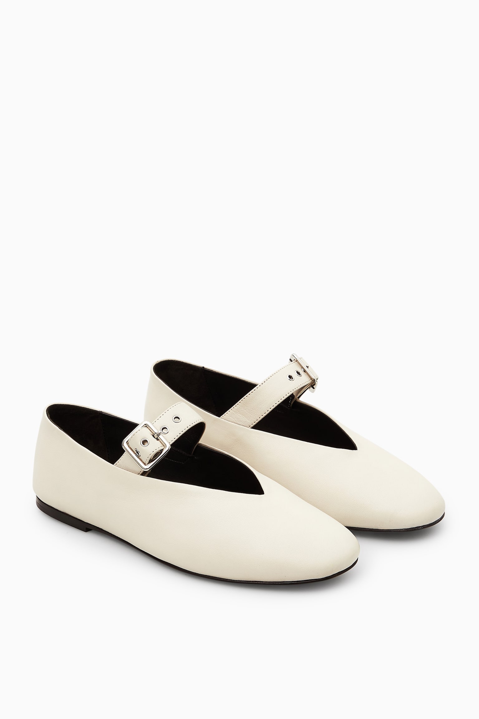 BUCKLED BALLET FLATS - IVORY/BORDEAUX/BLACK - 7