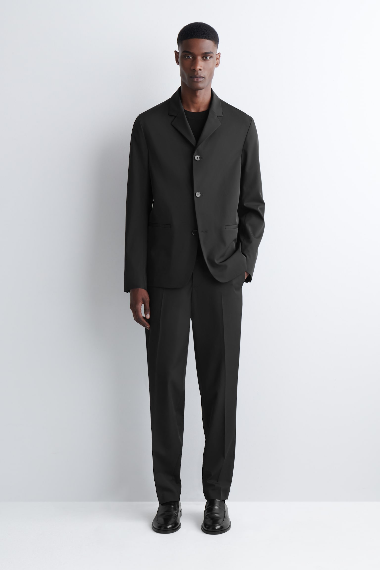 BLAZER SLIM DESTRUTTURATO IN TWILL TECNICO - NERO - 5