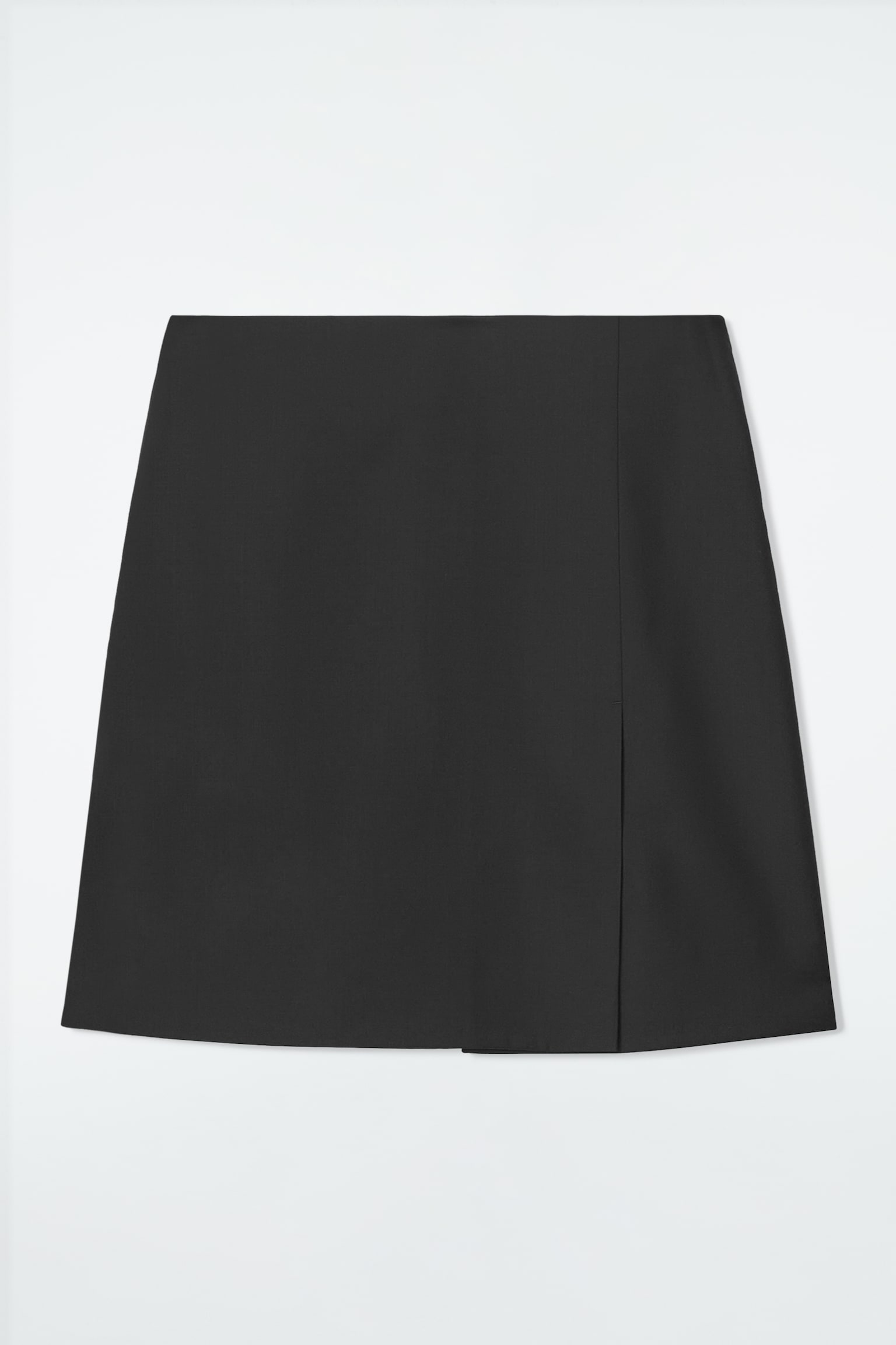 WRAP-EFFECT WOOL MINI SKIRT - BLACK - 2