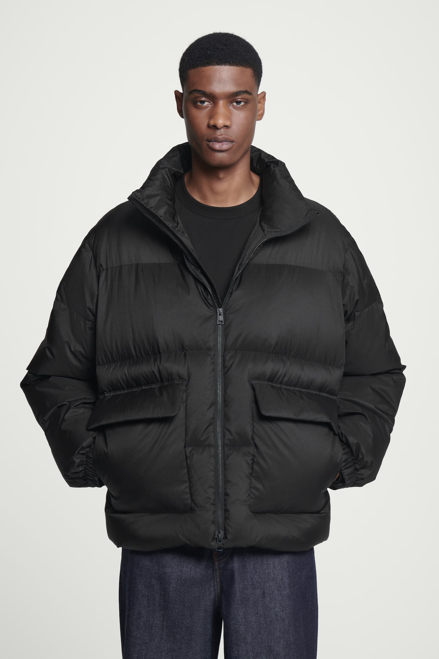 DOWN-FILLED PUFFER JACKET - BLACK/GREEN - 1