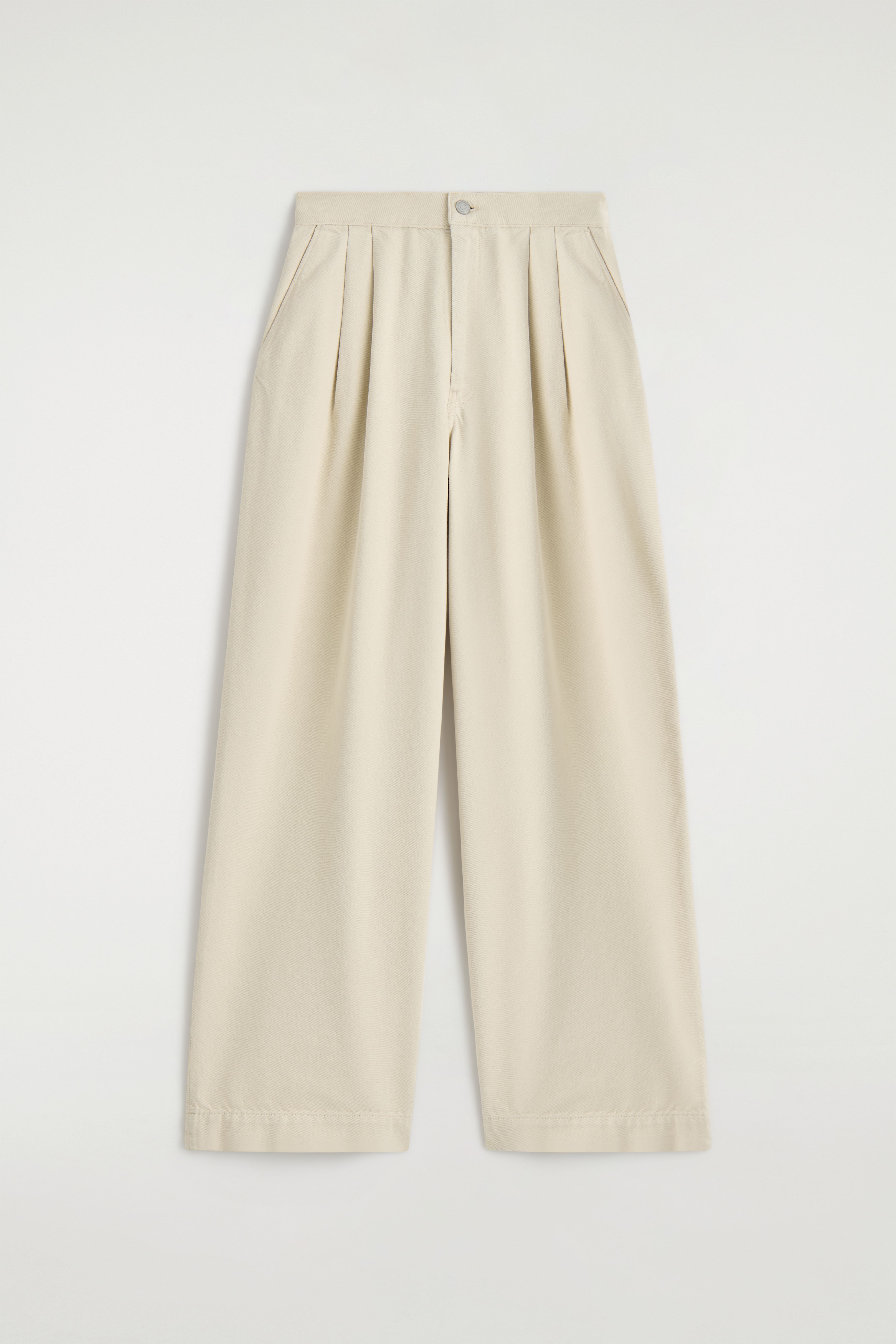 PANTALON LARGE À PLIS EN DENIM - CRÈME/BLEU FONCÉ