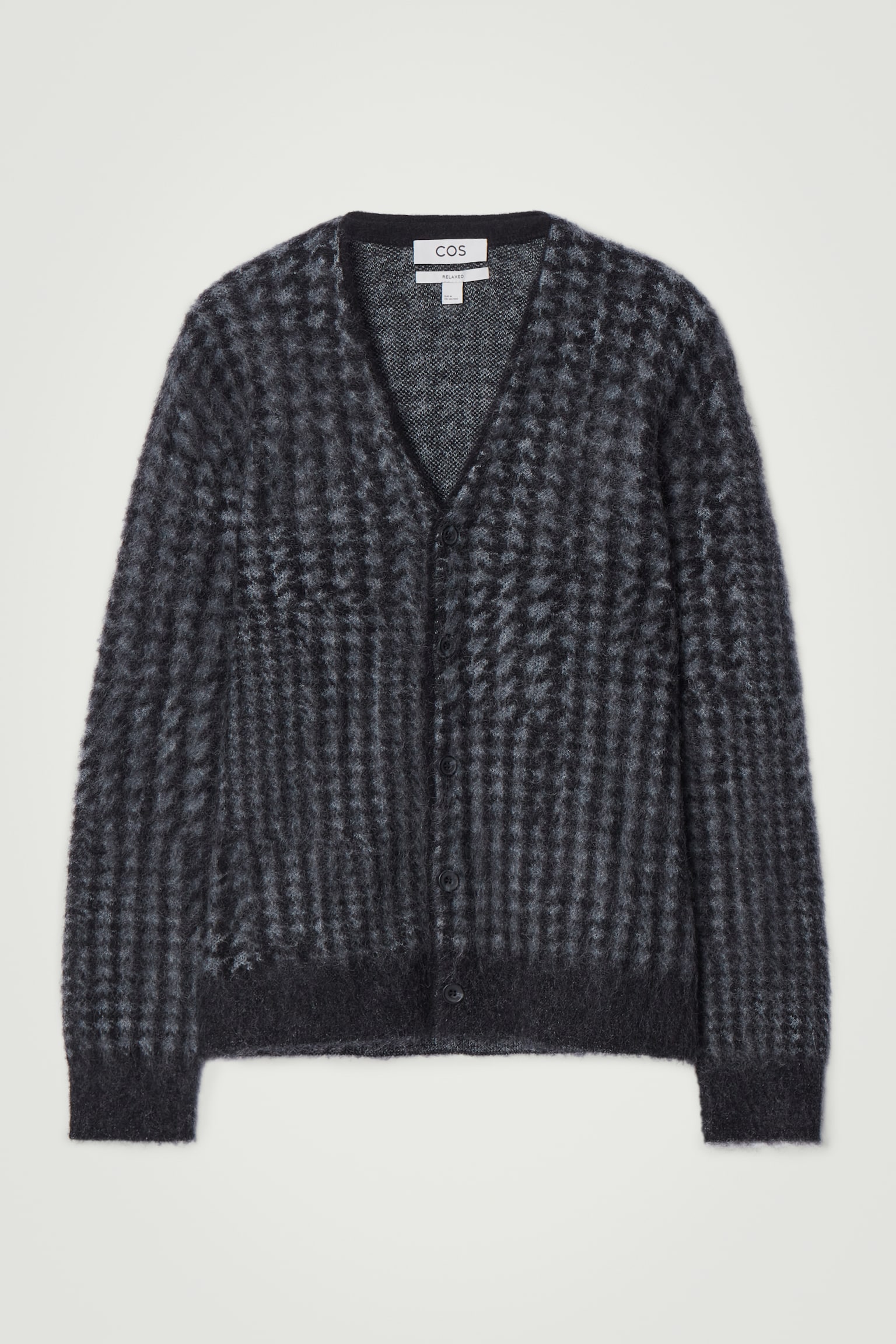 HOUNDSTOOTH MOHAIR-BLEND CARDIGAN - BLACK / HOUNDSTOOTH - 1