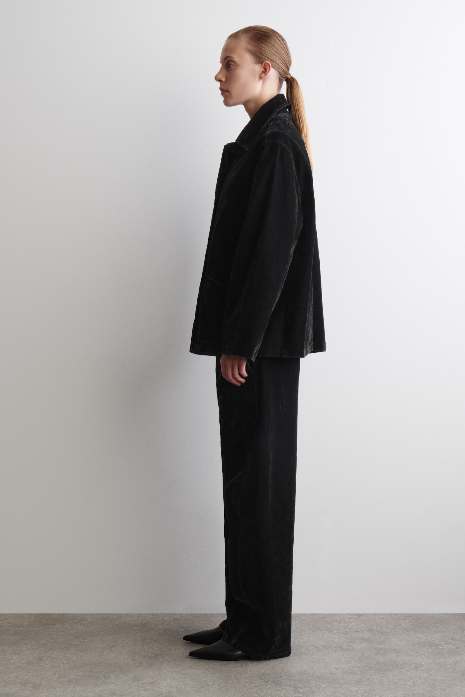 Flokktrykket denimjakke - SVART - 3