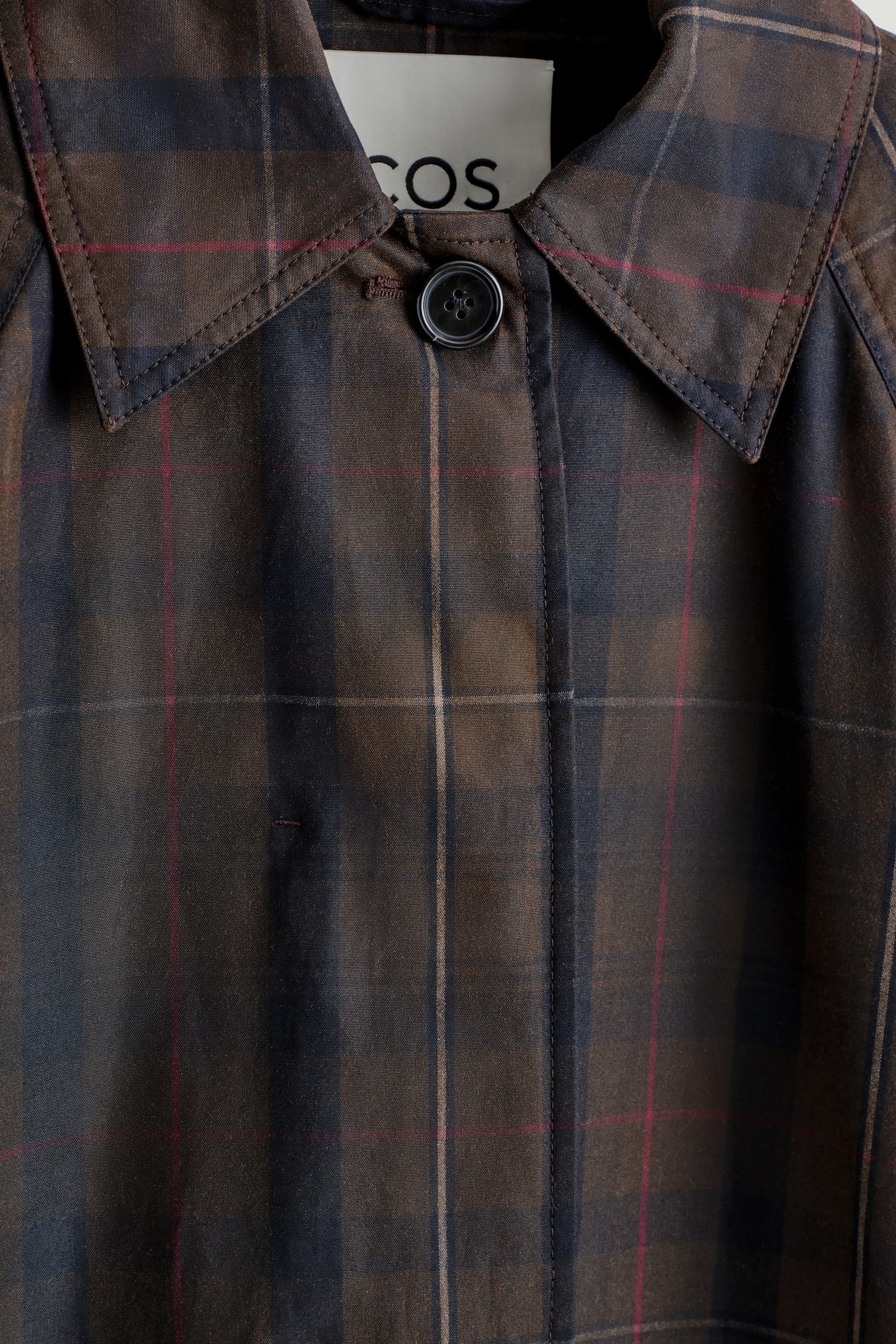 PARDESSUS EN COTON CIRÉ À CARREAUX - KAKI / CARREAUX - 5