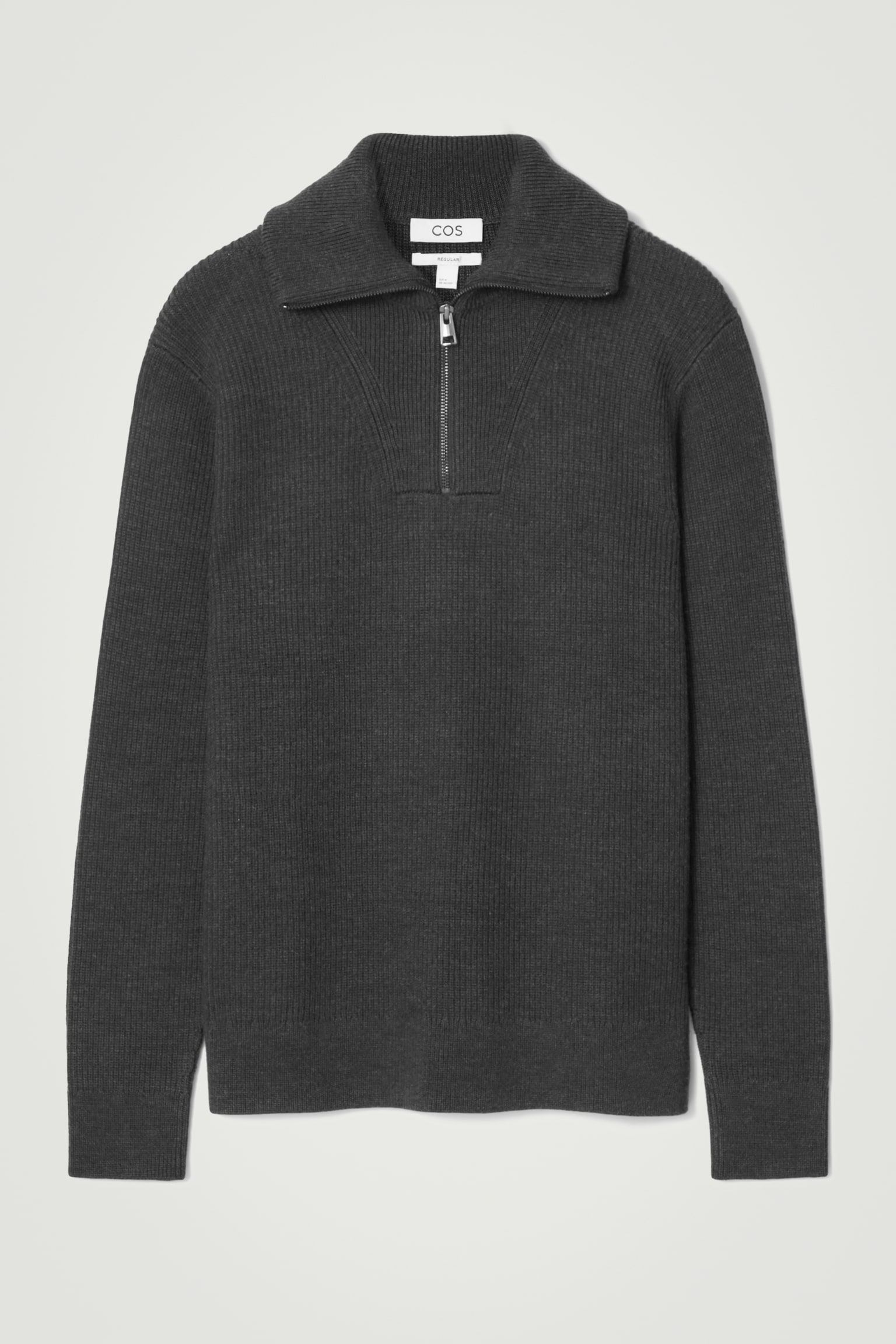 MERINO WOOL HALF-ZIP JUMPER - DARK GREY/BLACK / CREAM / STRIPED/BEIGE - 2