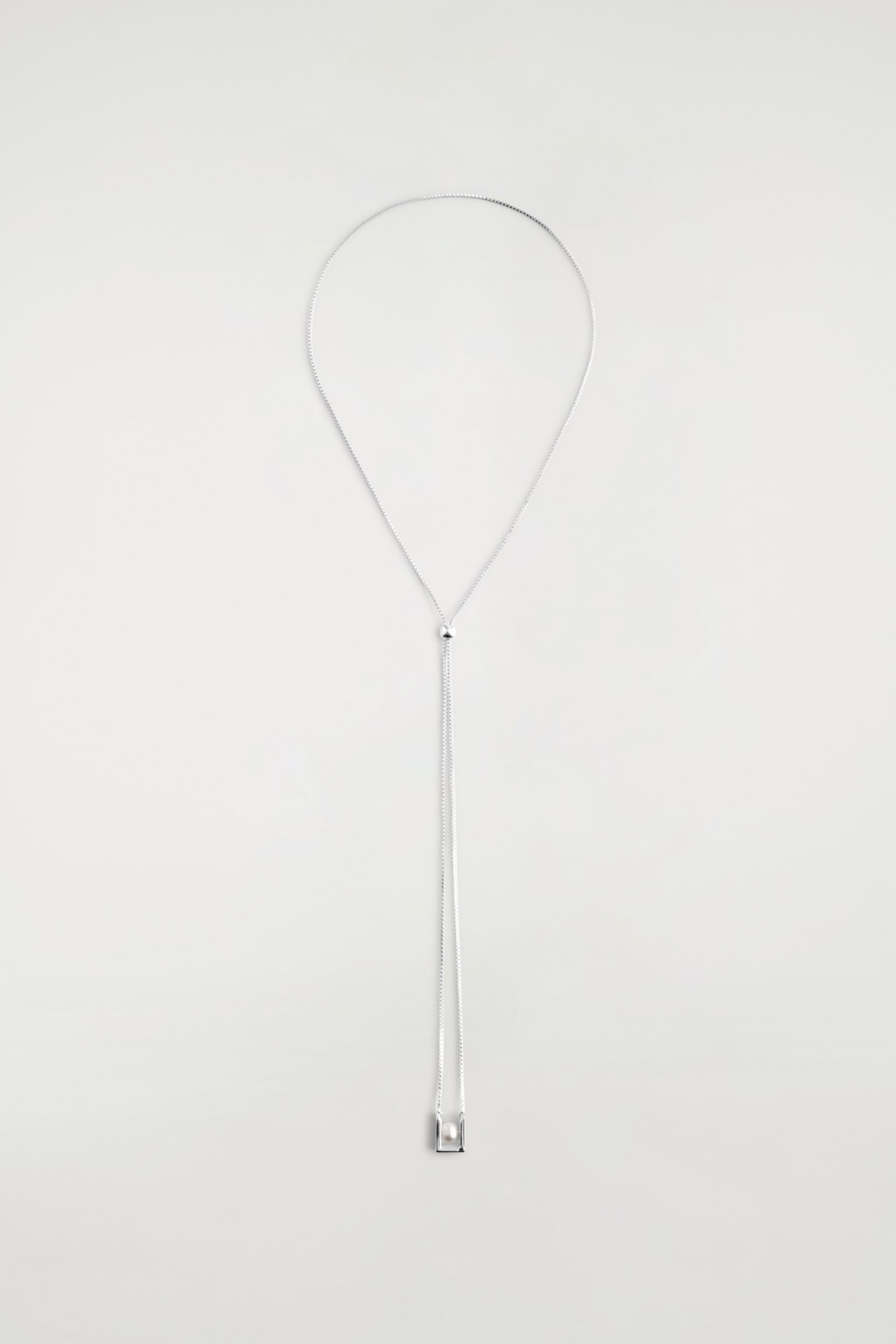 Halsketting met rechthoekige hanger - ZILVER / PAREL/GOUD - 2