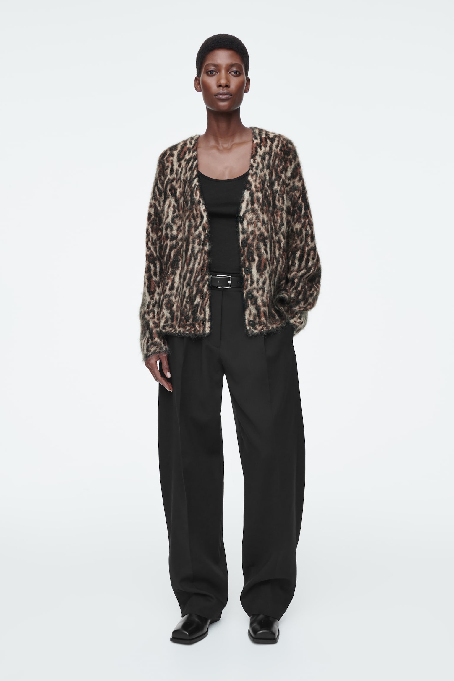 LEOPARD-JACQUARD MOHAIR-BLEND CARDIGAN - LEOPARD - 6